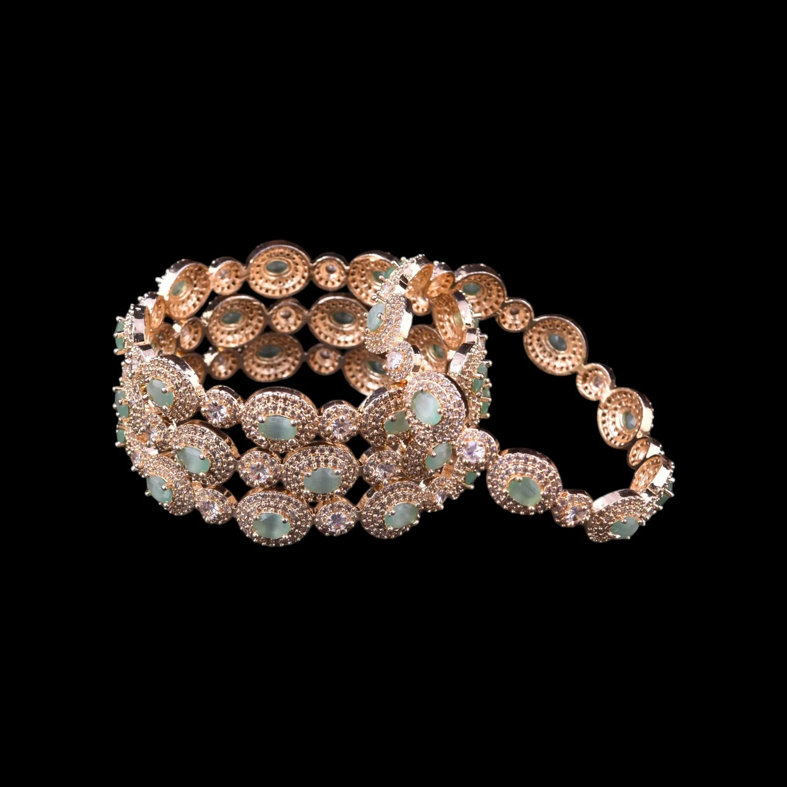 Mint Gold Polished Bangles Set