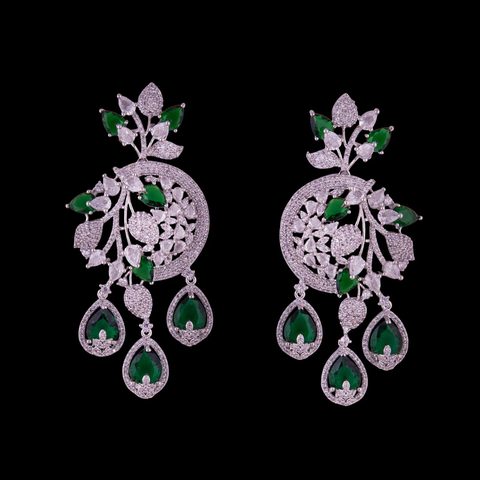 Green Stone Zirconia Emerald Necklace set