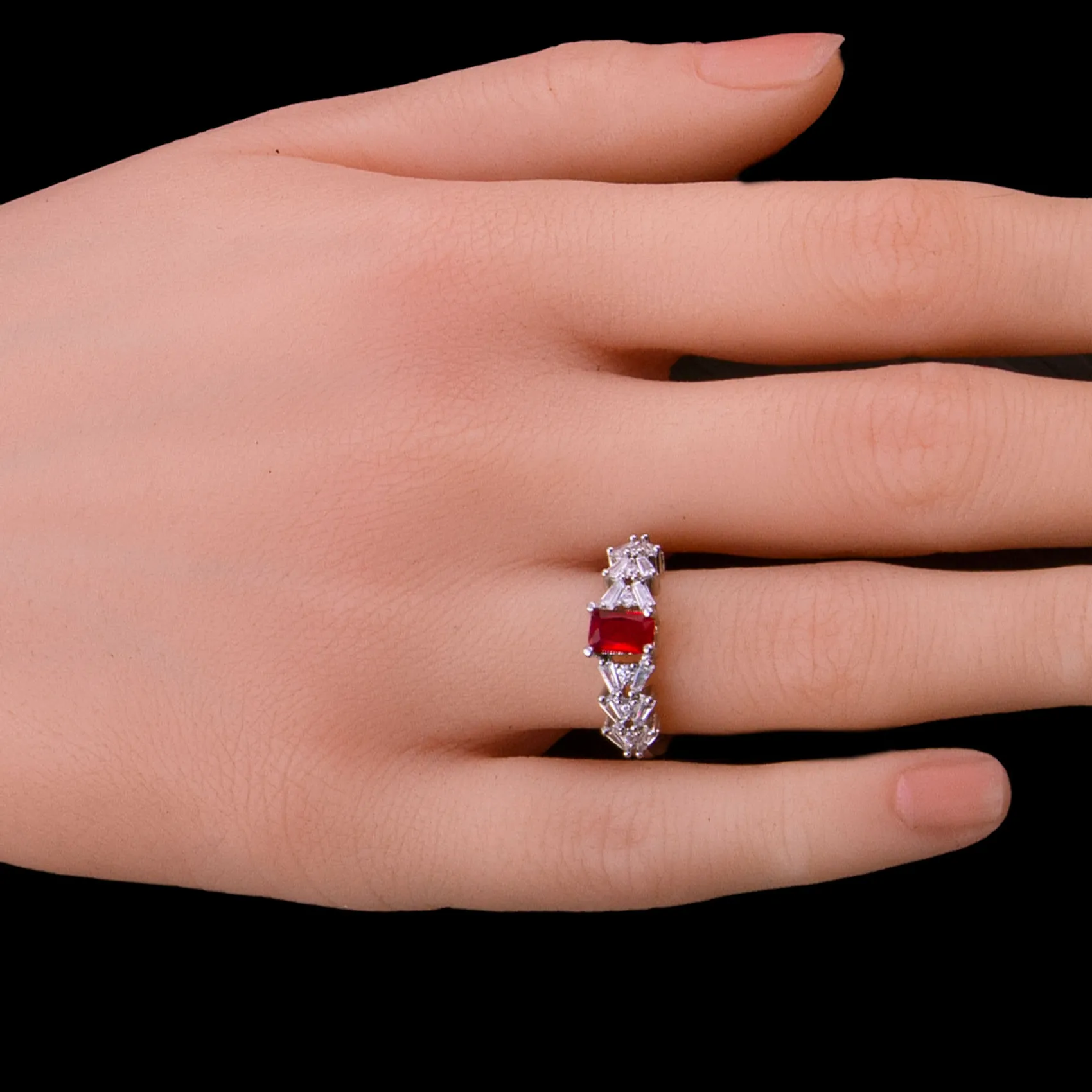 Central Red Faux Fashion Ring