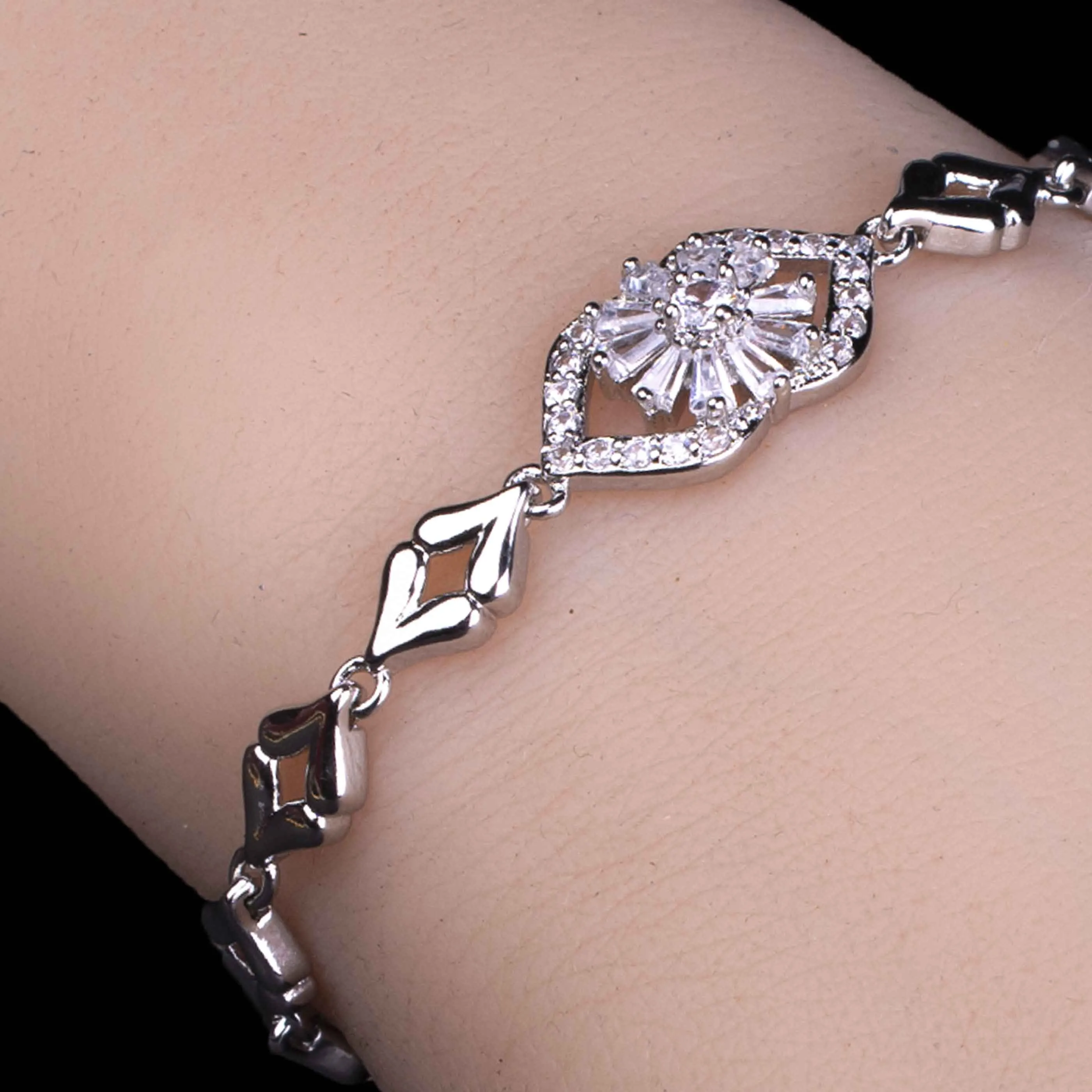 Silver Crystal Marquise Bracelet