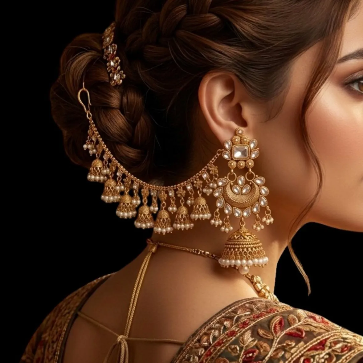 Golden Chandbali Sahara Earring