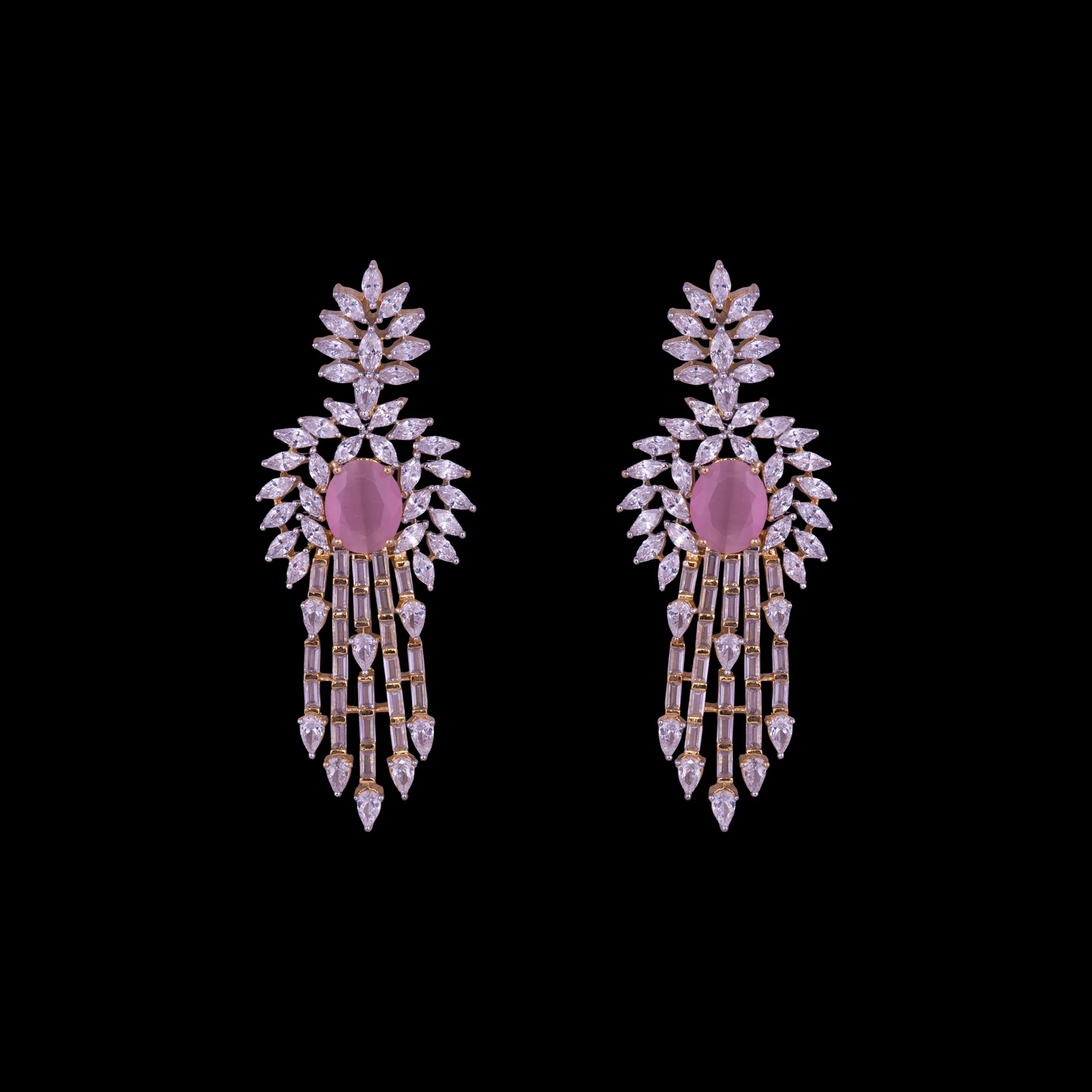 Bridal Pink Stone Jewelry set