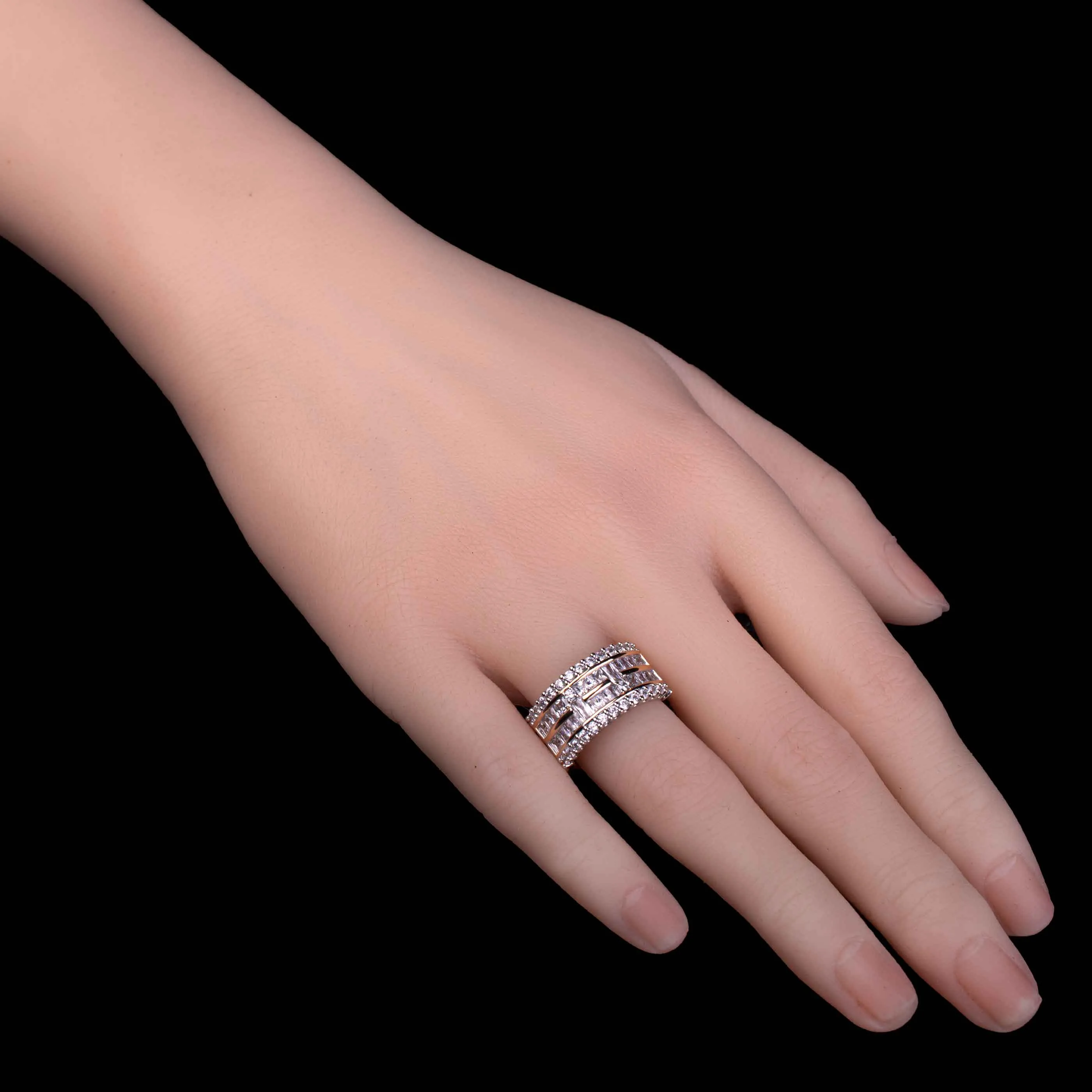 Multi-Layered Crystal Band Ring