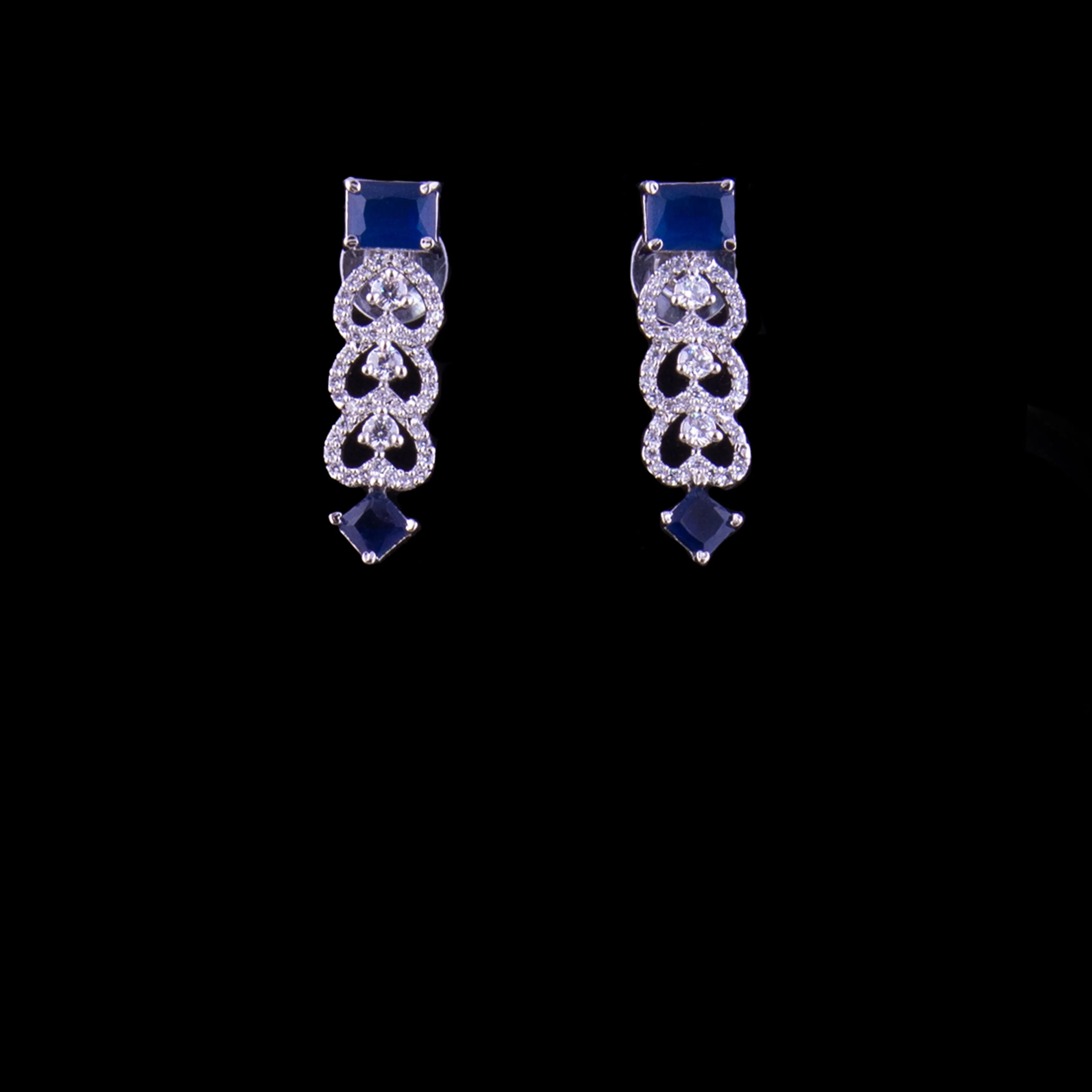 Blue Stone Silver Plated Zircon Necklace Set