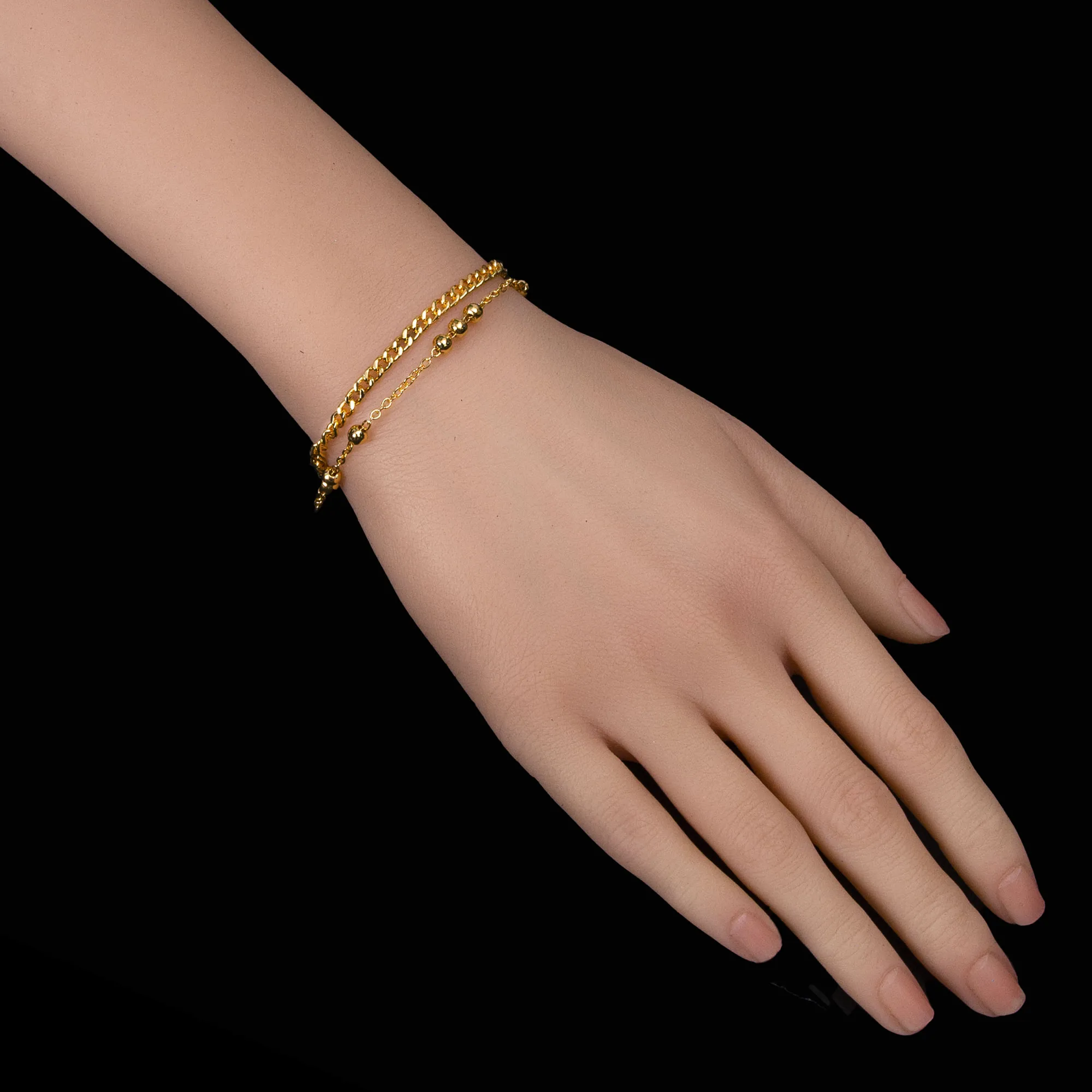 Dual Chain Beaded Bracelet