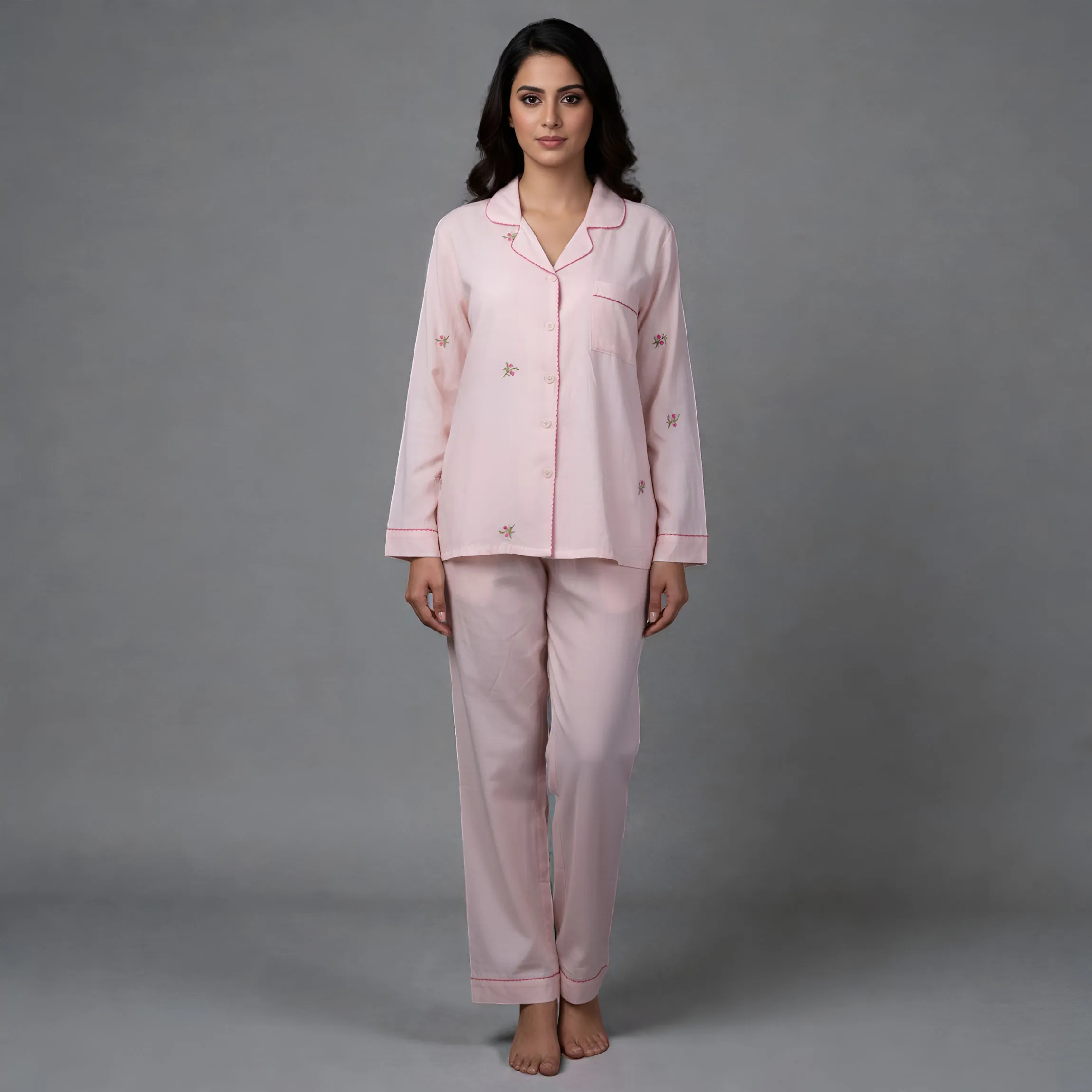 Pink Color Pajama Set Night Suit