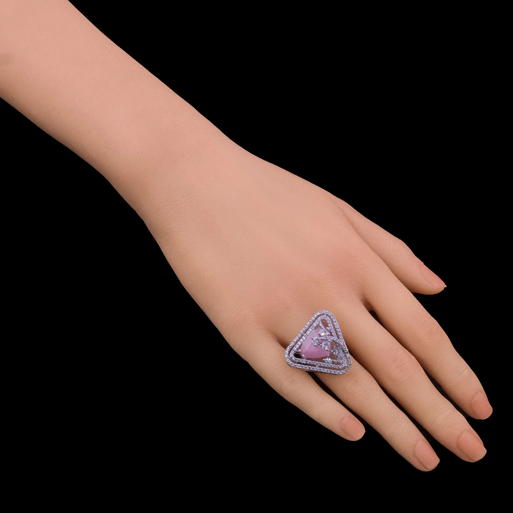 Pink Stone Cubic Zirconia Silver Ring