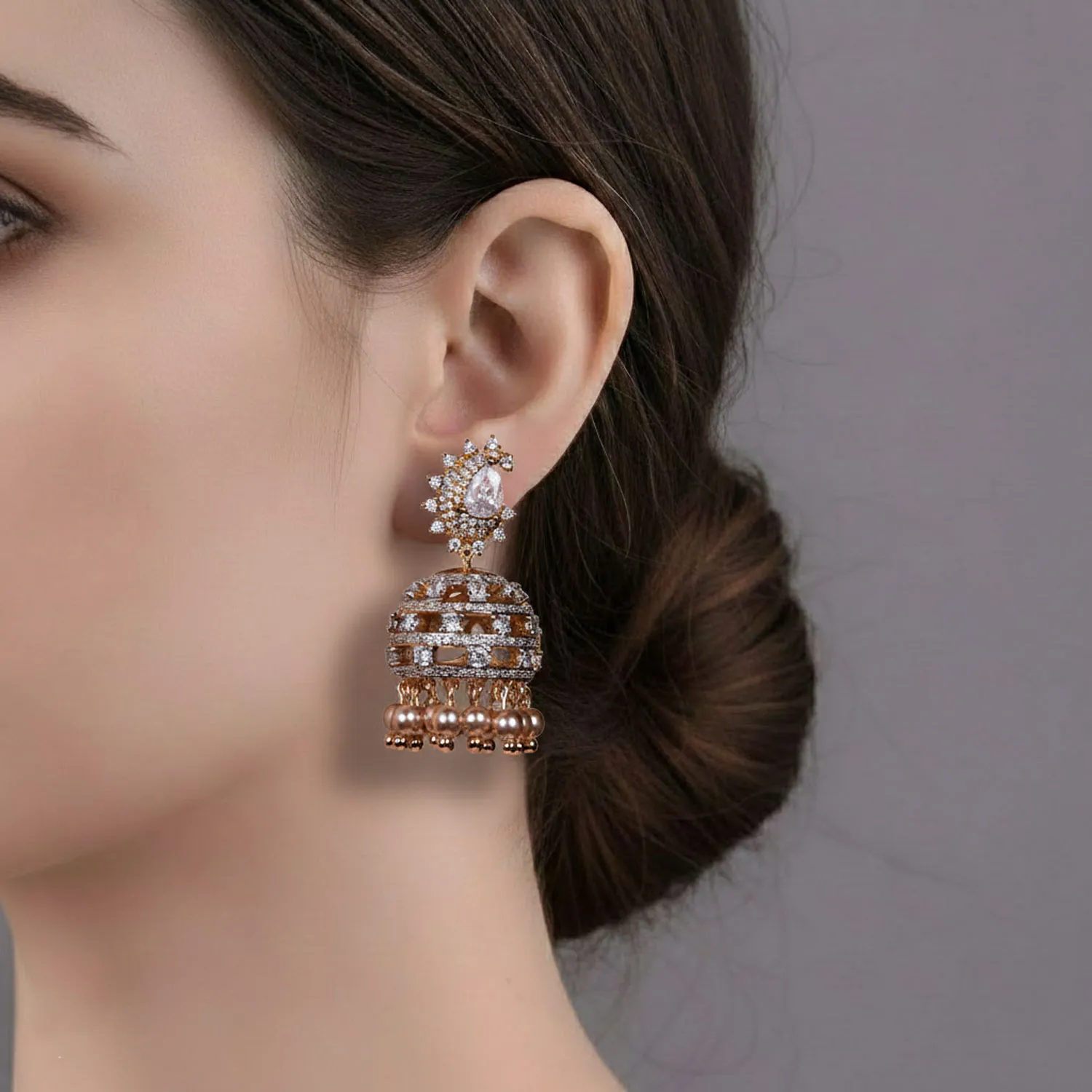 Crown Jhumka Earrings