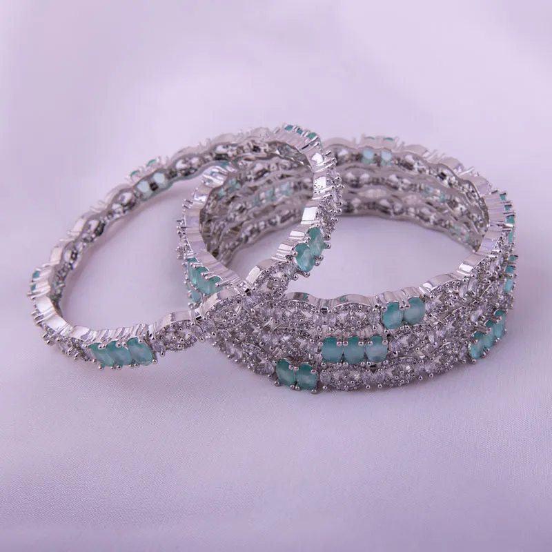 Mint Stone 4 PCS Bangles Set 1004