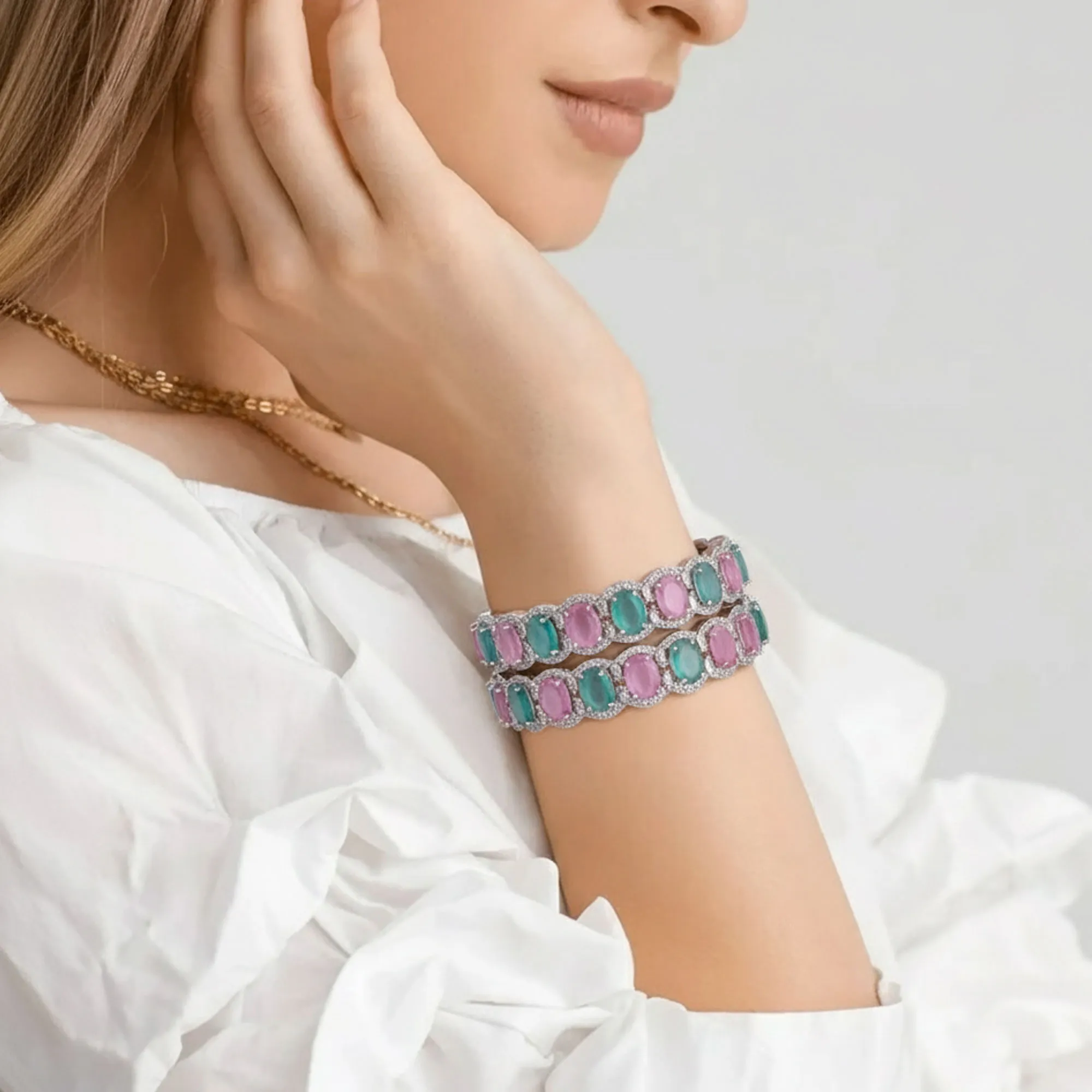 Silver Plated American Diamond Bangles