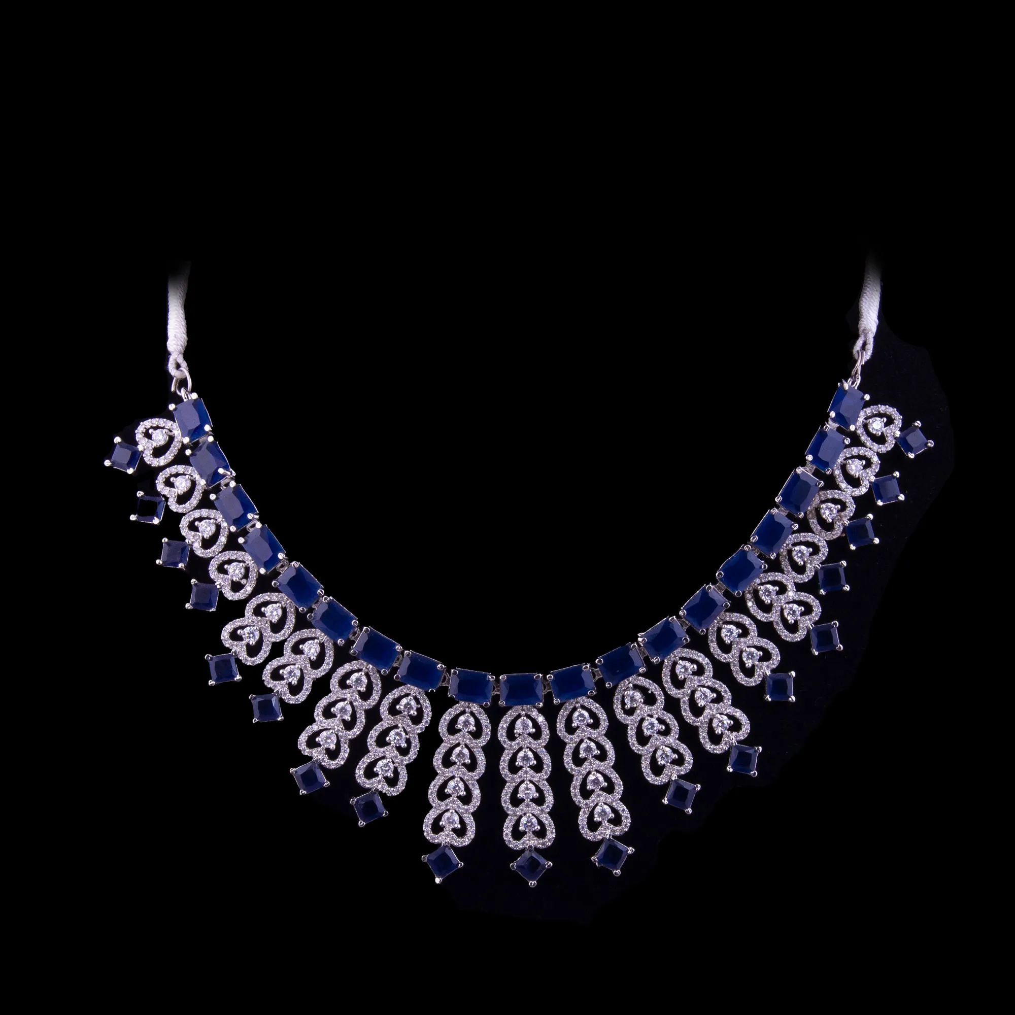Blue Stone Silver Plated Zircon Necklace Set