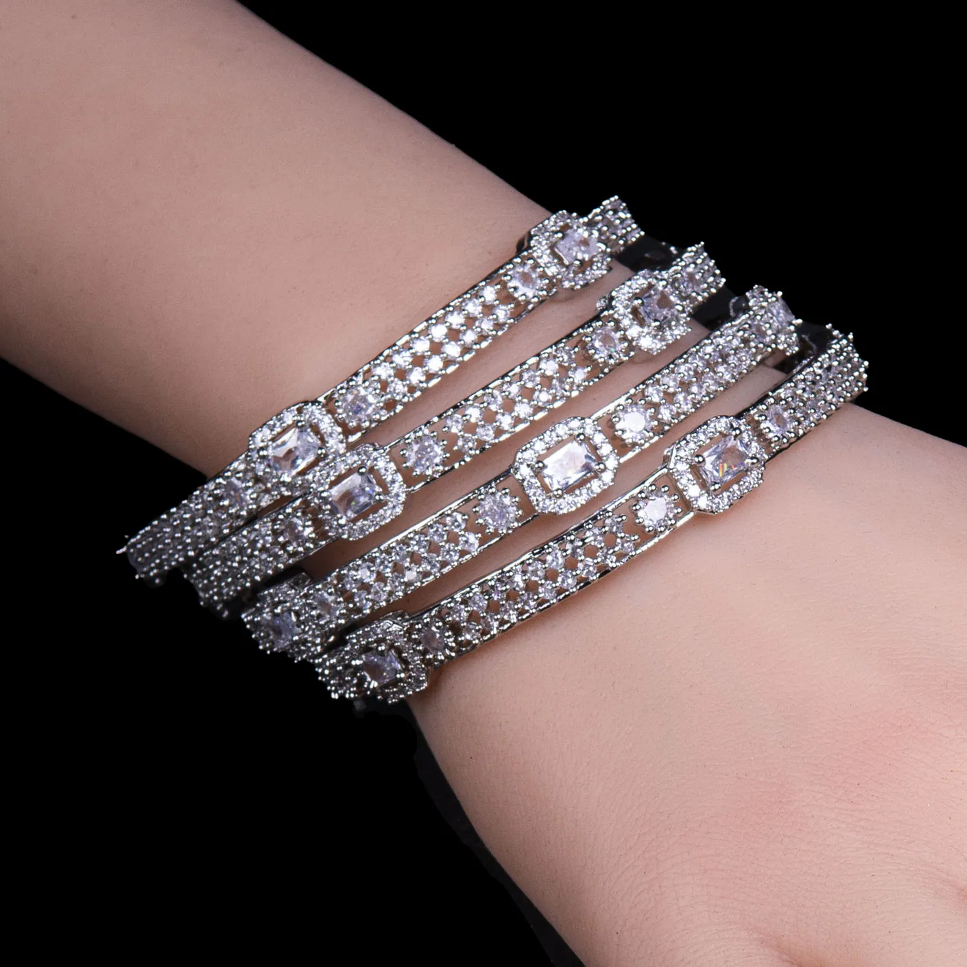 American Diamond CZ Bangle Set