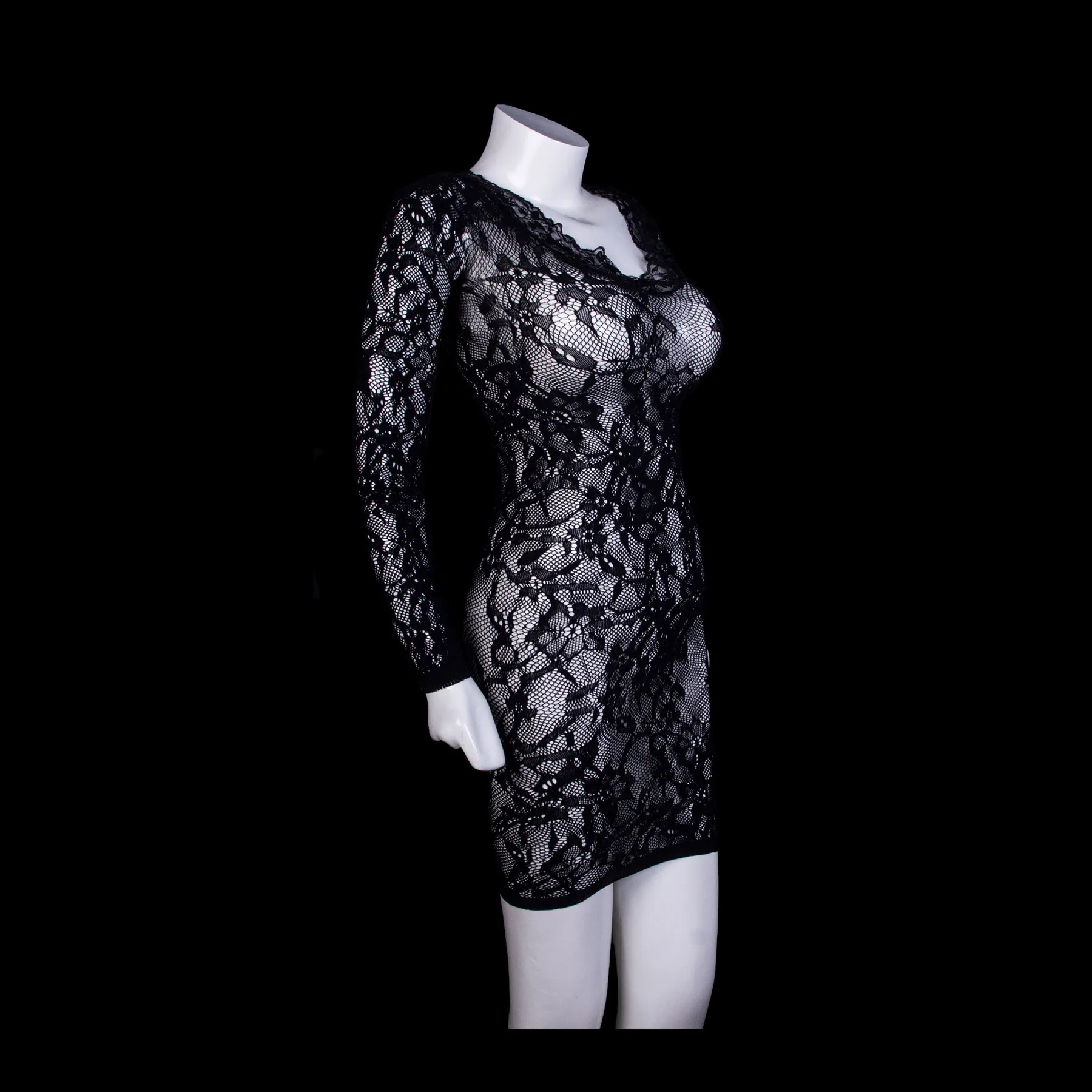 Black Floral Lace Stockings