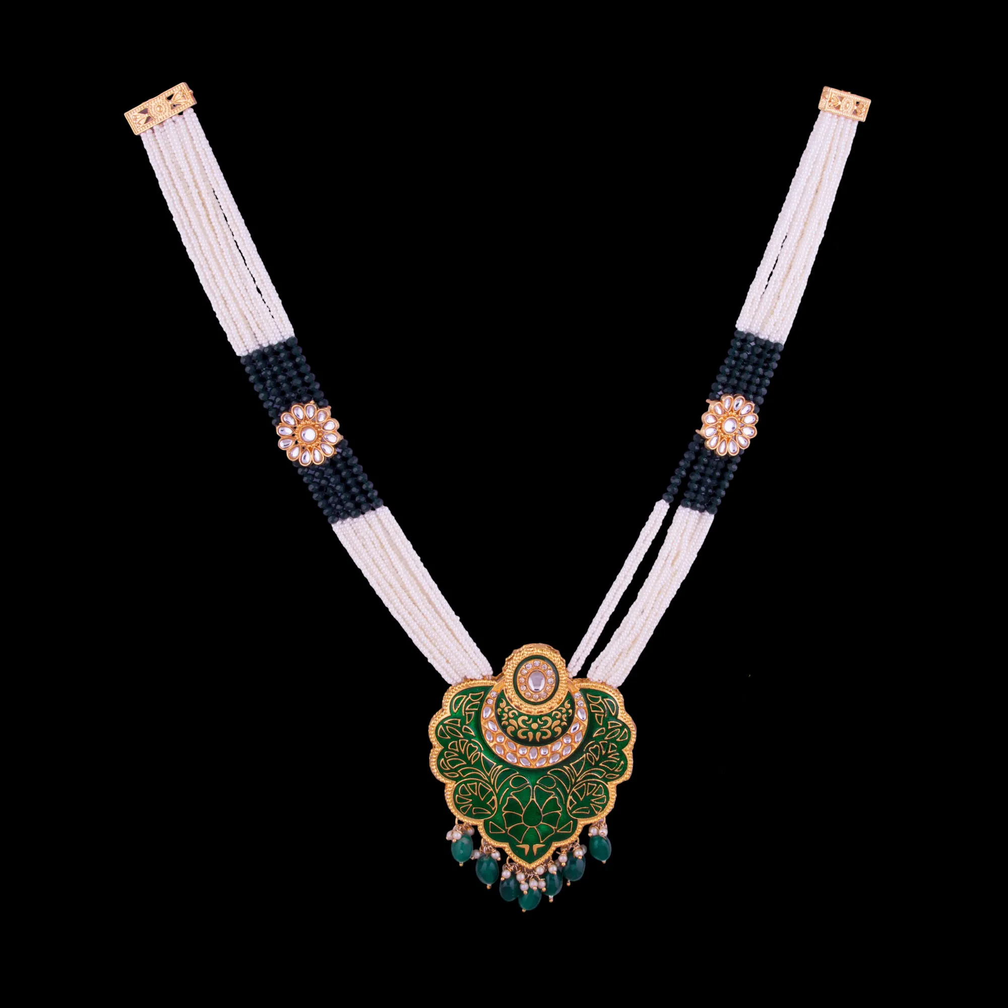 Traditional Indian Kundan Pearl Mala Set