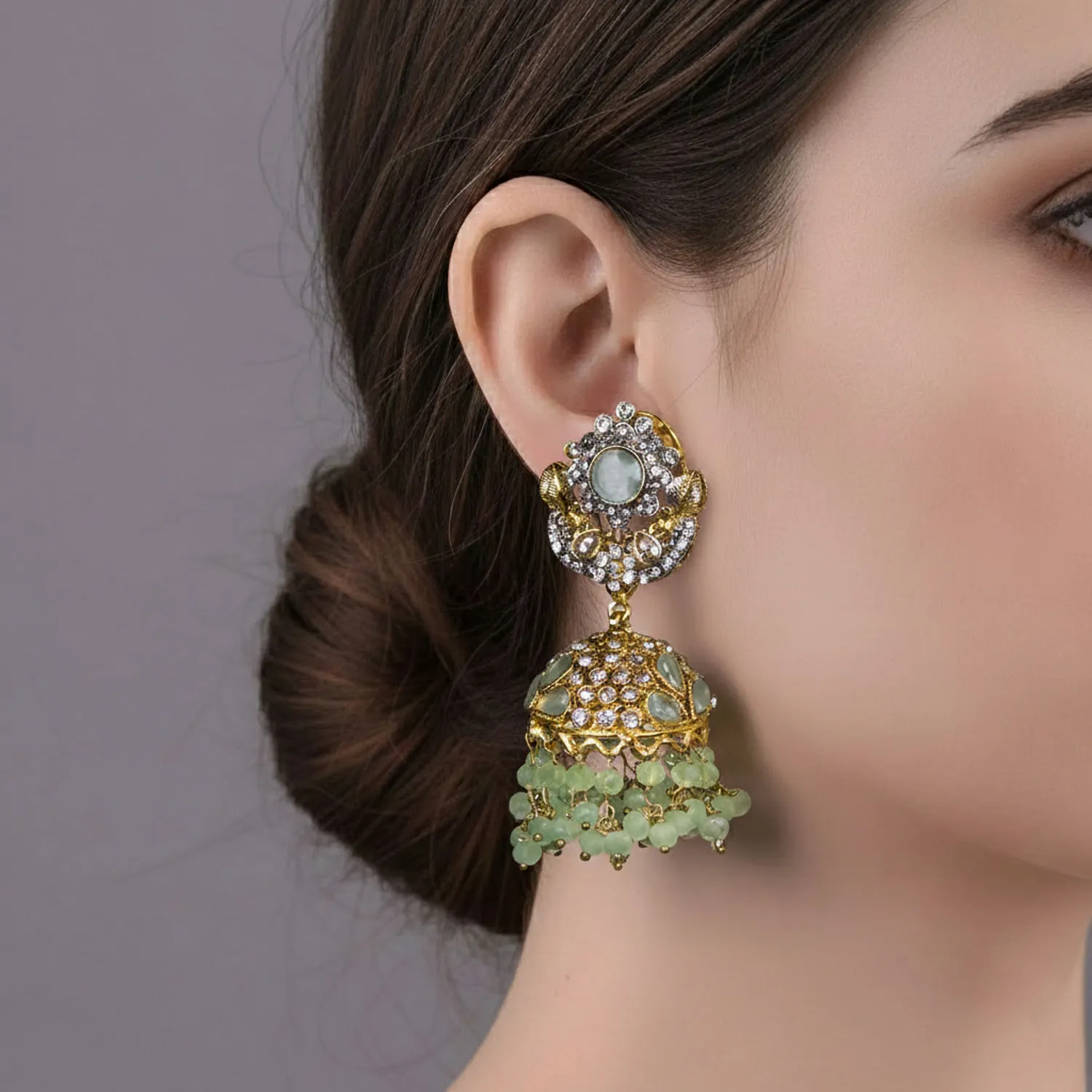 Regal Bead Jhumka Earrings