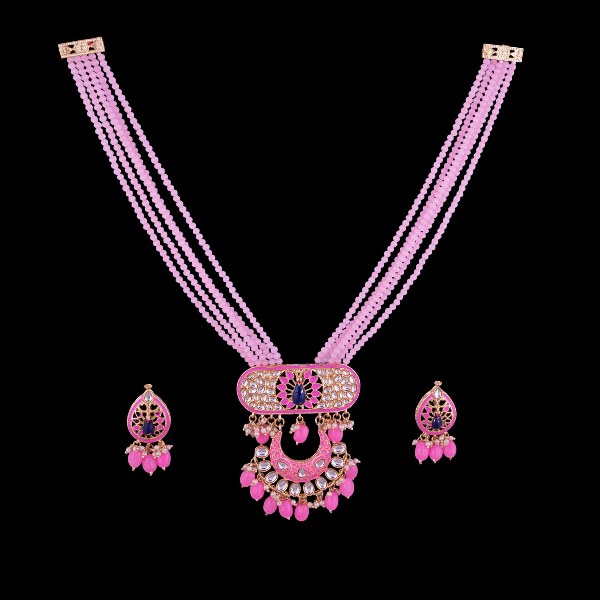 Beaded Chandbali Rani Pearl Mala Set