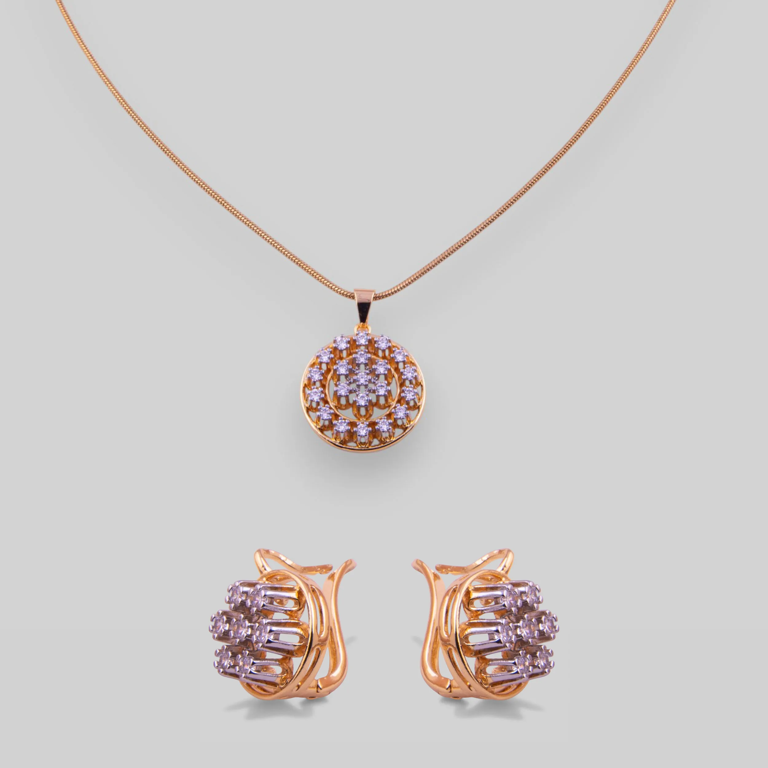 Baguette Cut CZ stones pendant Set