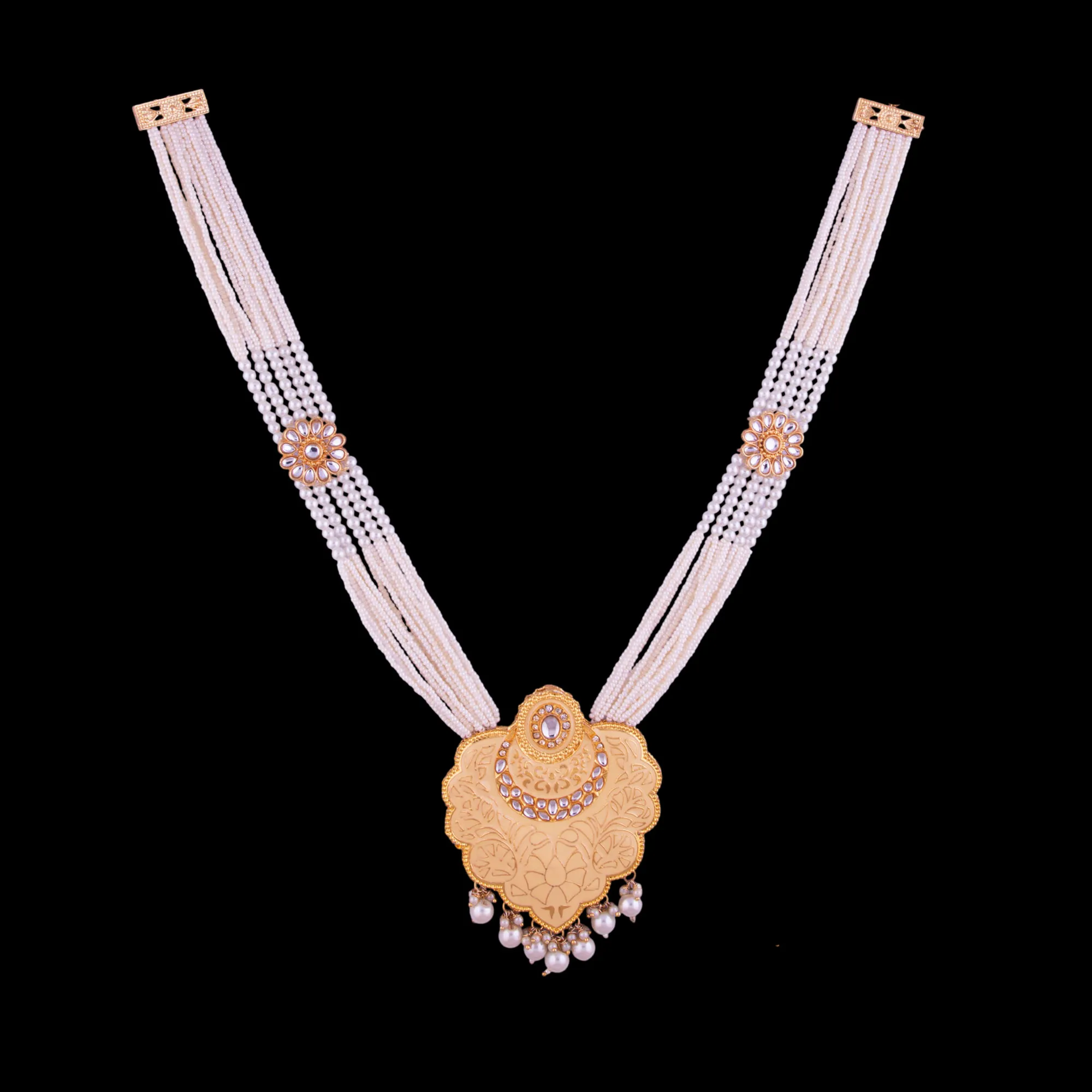 Traditional Indian Kundan Pearl Mala Set