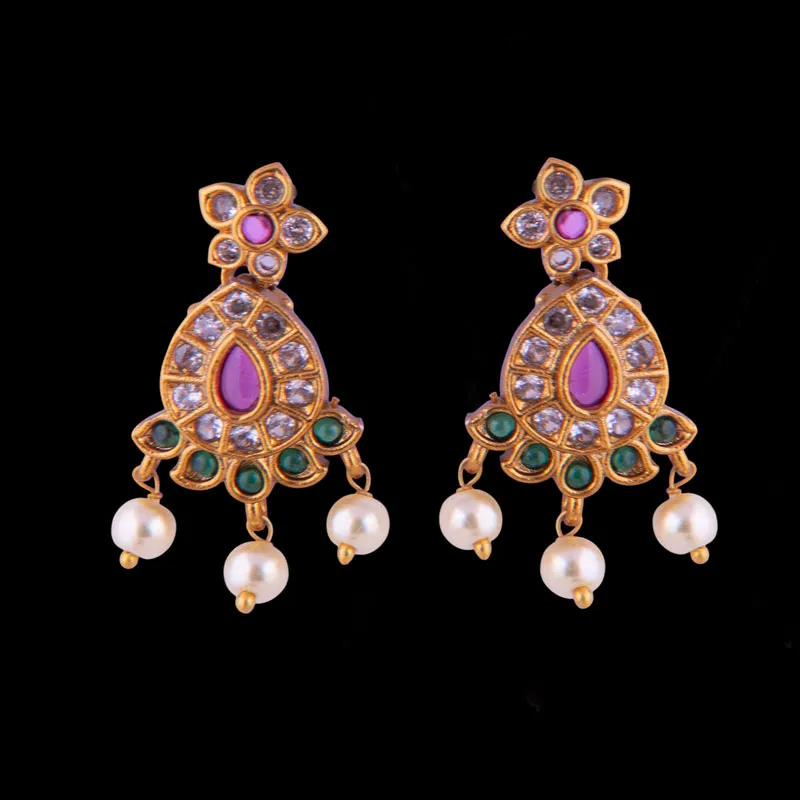 Kundan Mango Mala Necklace Set