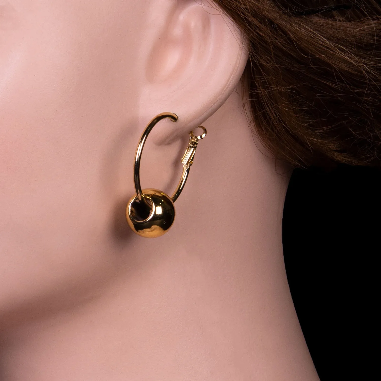 Gold Sphere Hoop Earrings
