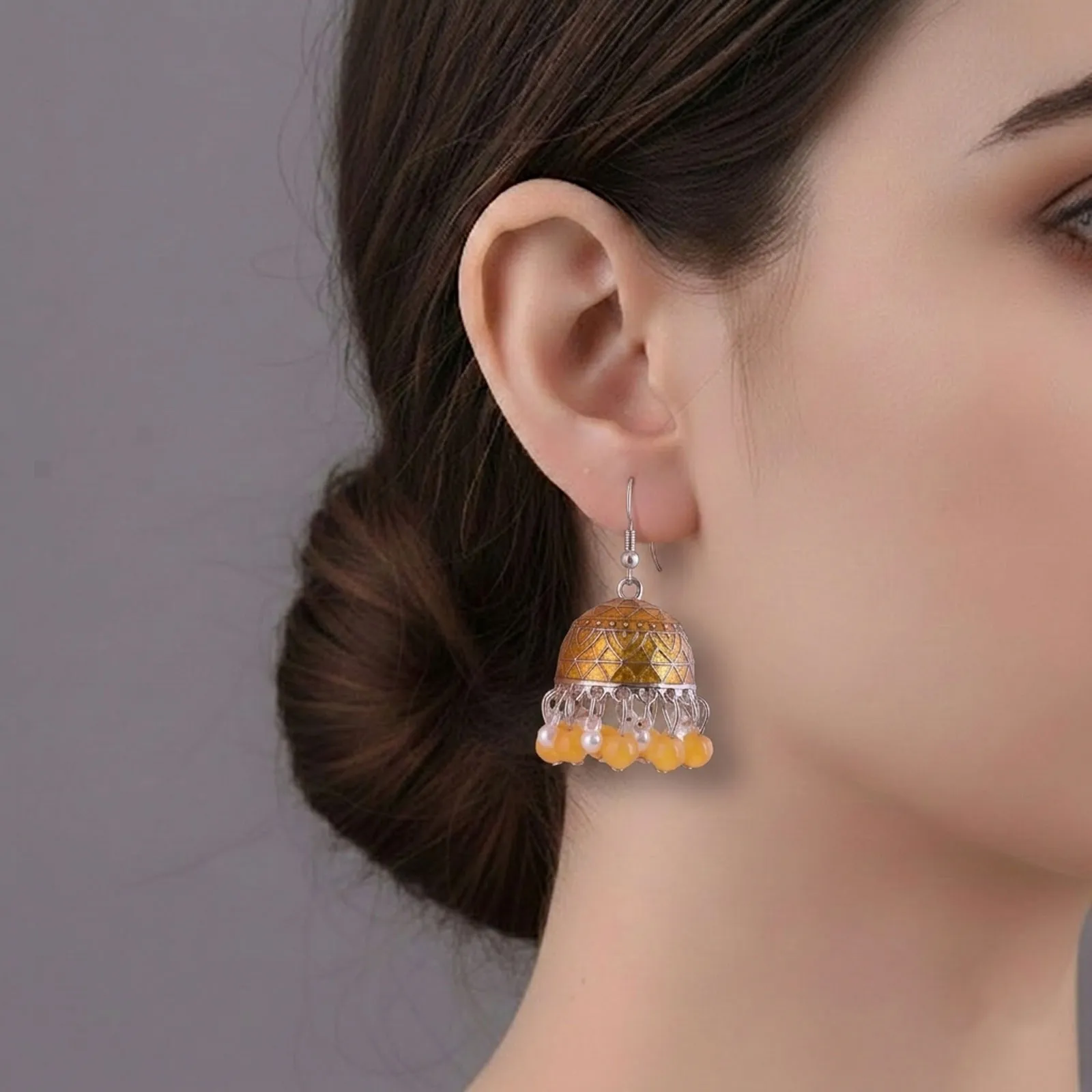 Tomb Shaped Jhumka Earrings
