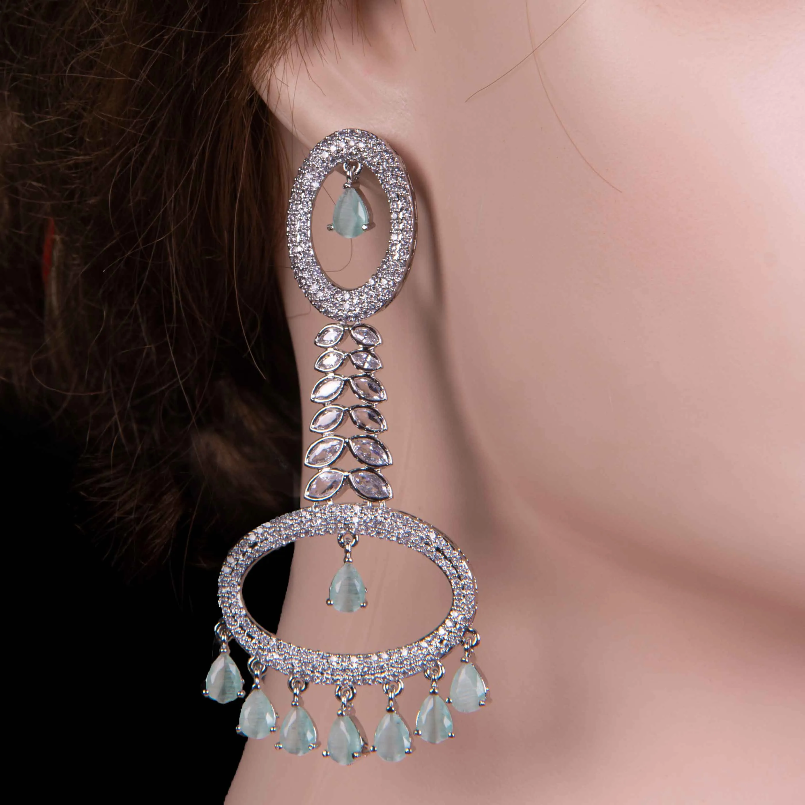 Party wear Artificial Silver Long jhumka Earrings