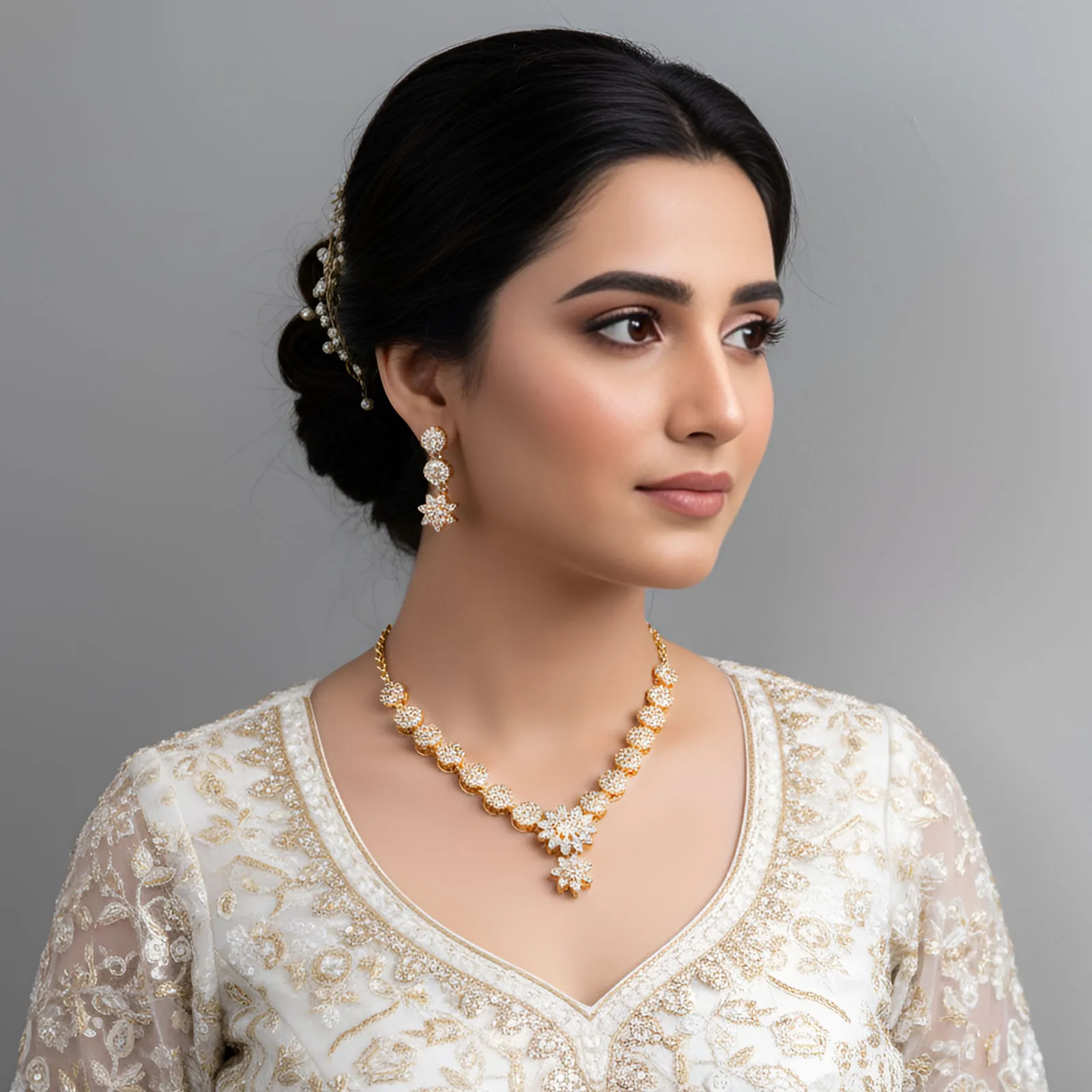 Floral Drop Necklace and Earring Set