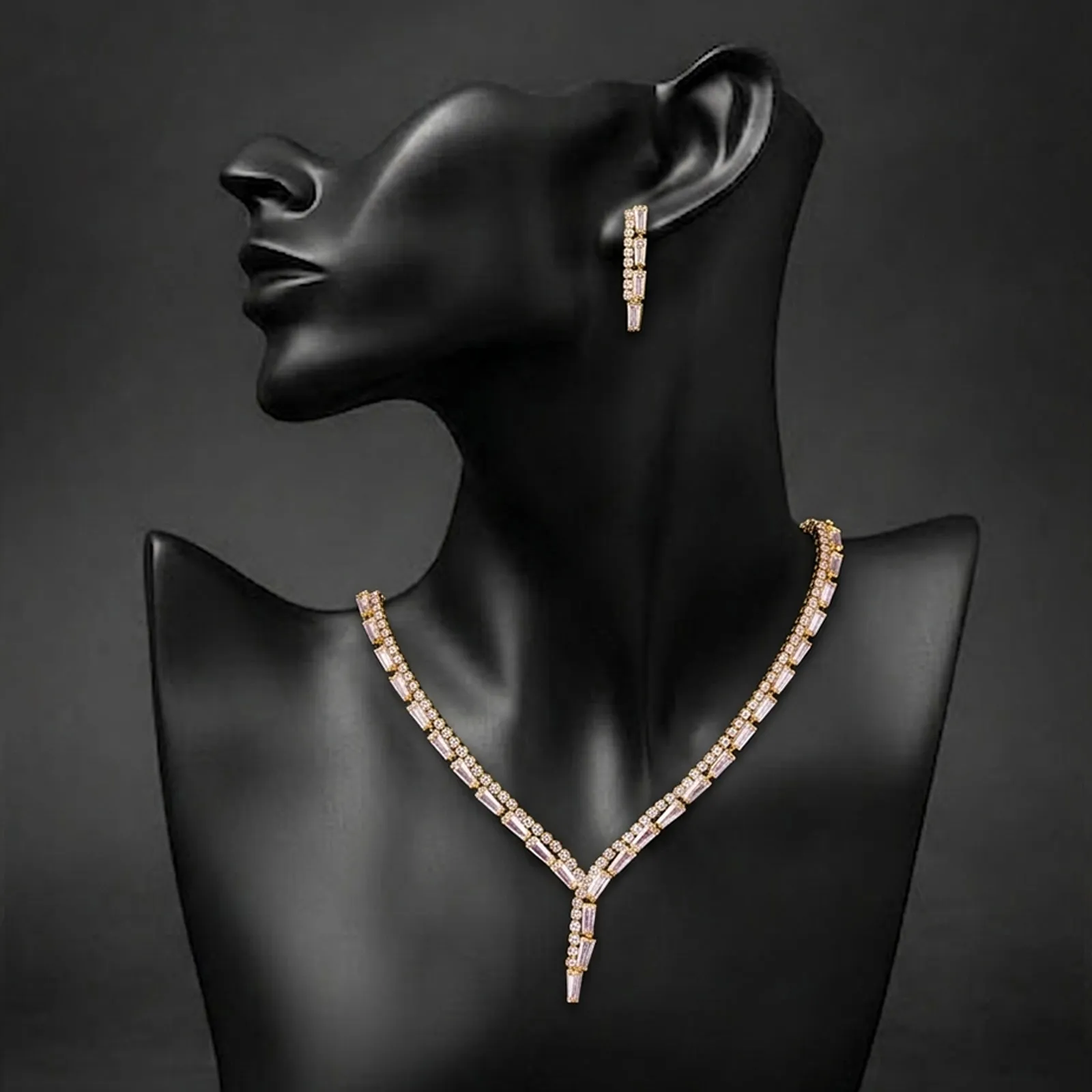 Crystals Clear Party Necklace Set