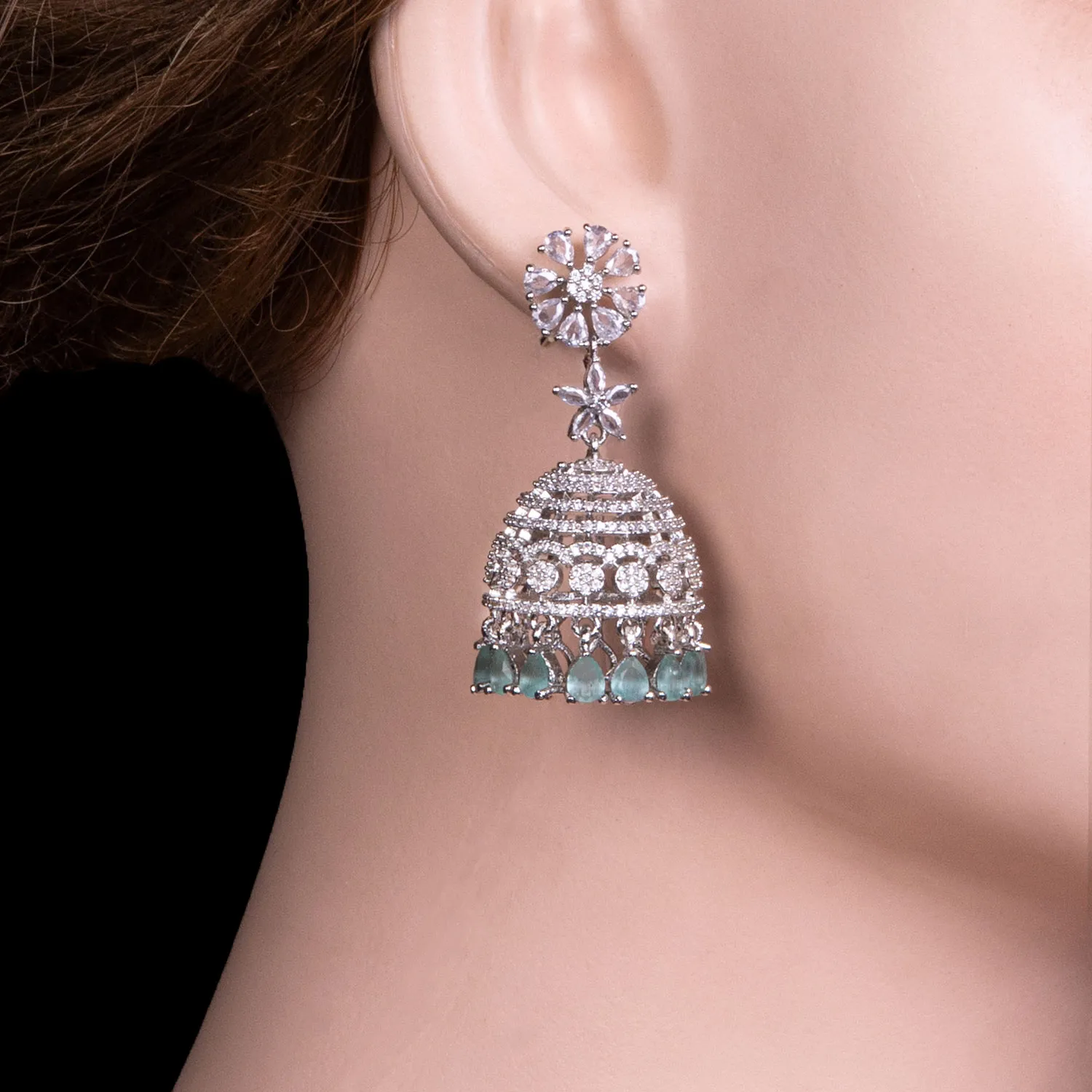 Floral Dome Bell Drop Jhumka Earrings