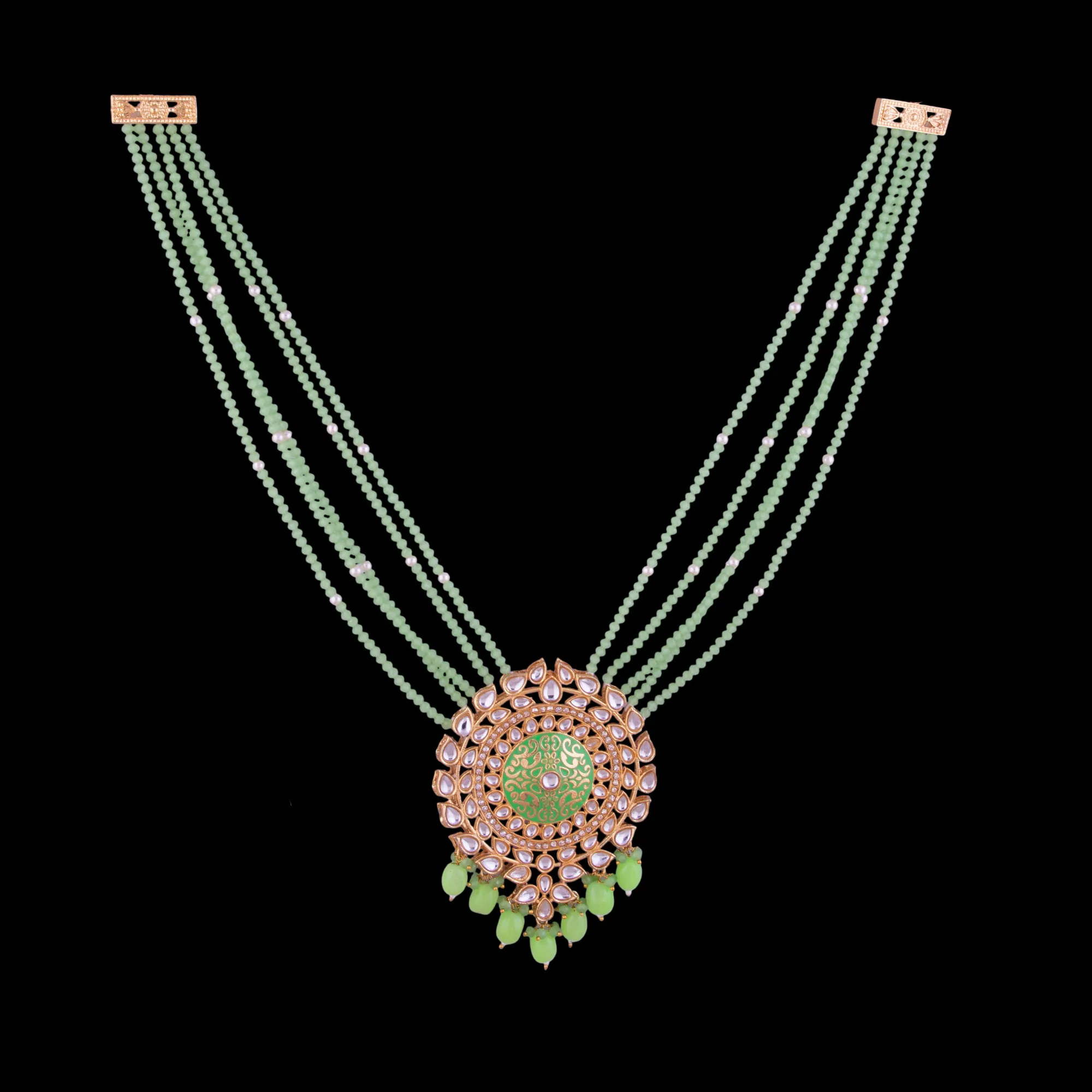 Kundan Meenakari Beaded Mala Set