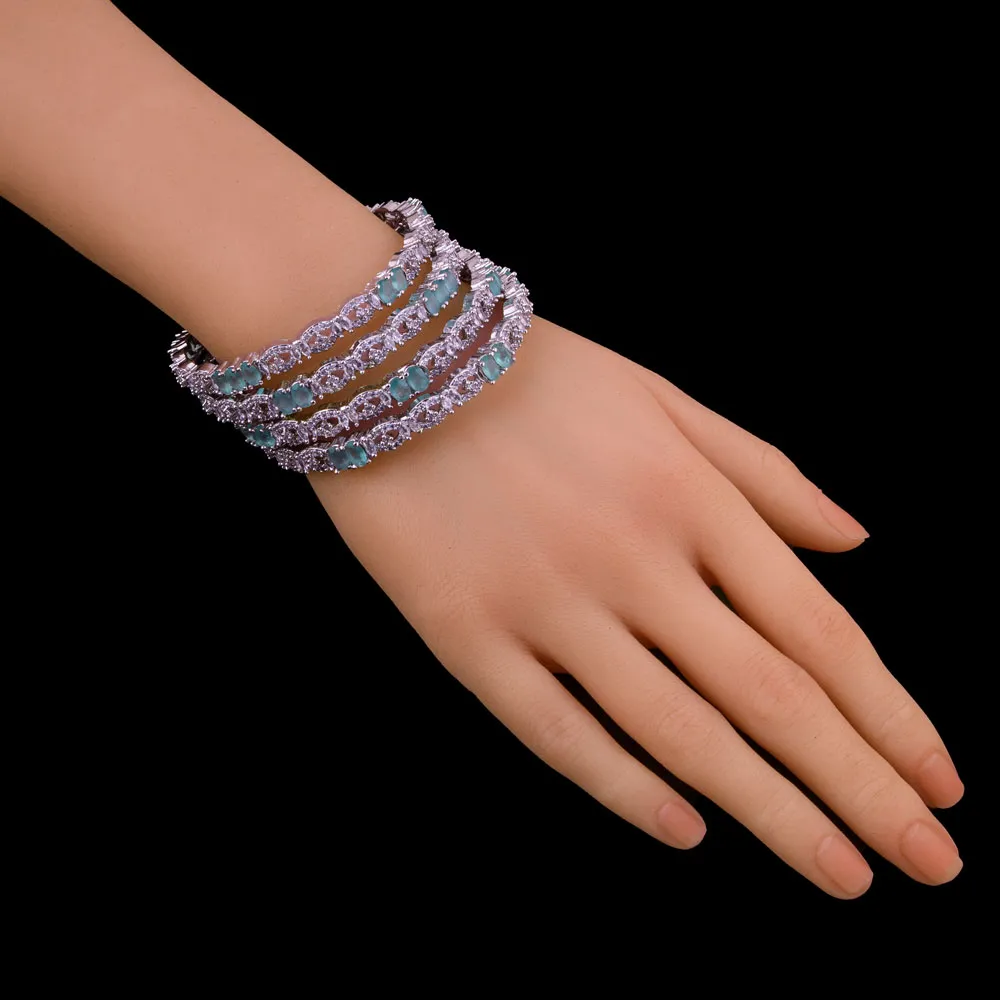 Mint Stone 4 PCS Bangles Set 1004