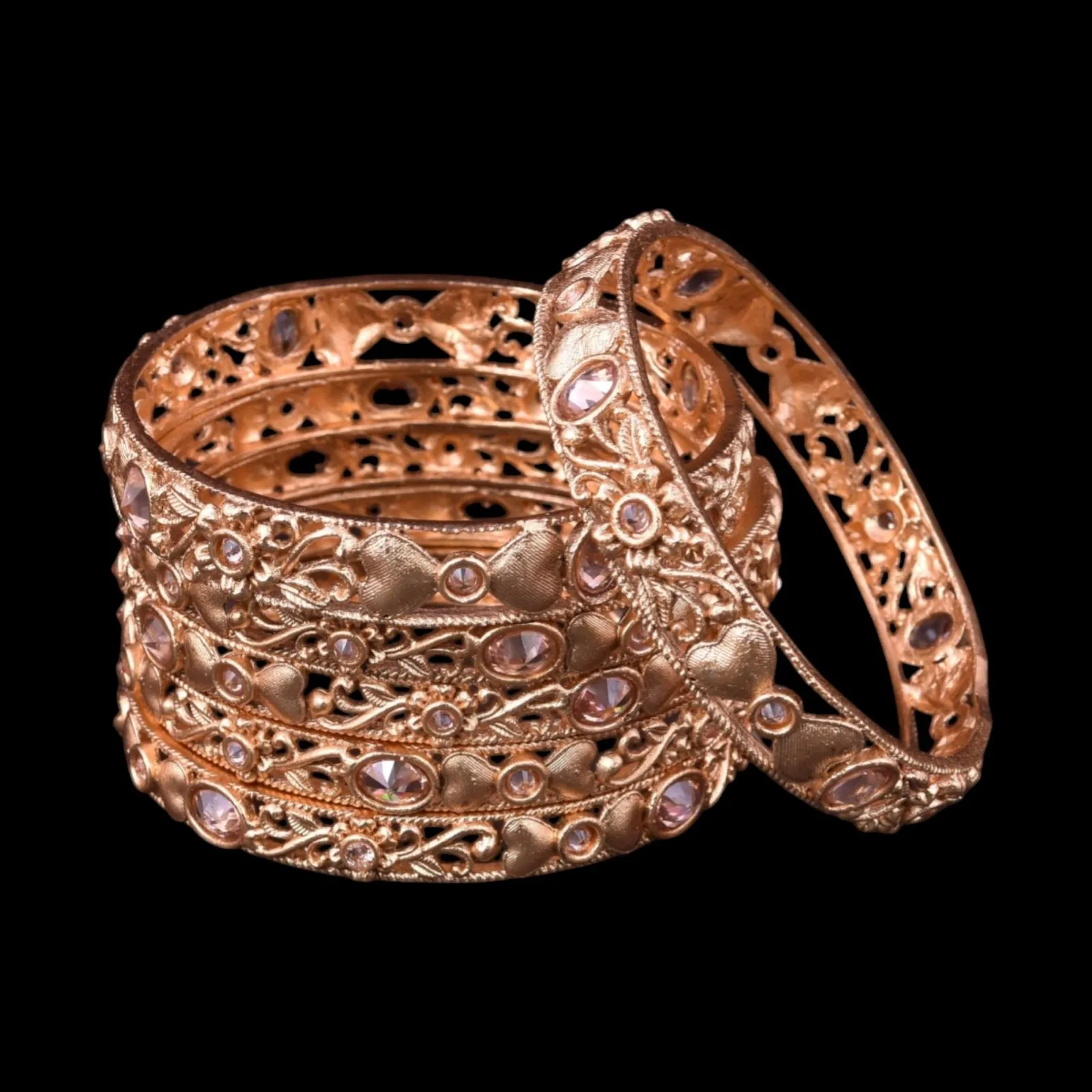Heart Filigree Bangle Set