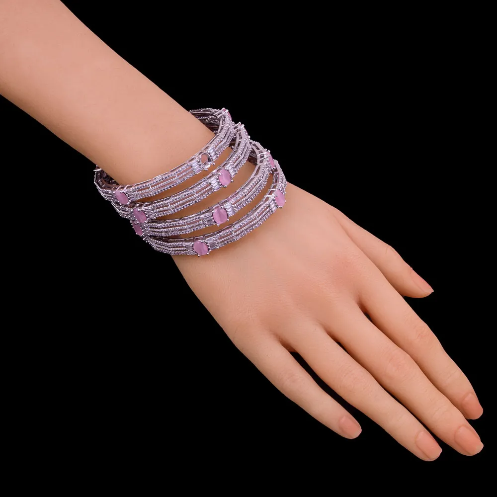 Mint Pink American Diamond Bangles 995