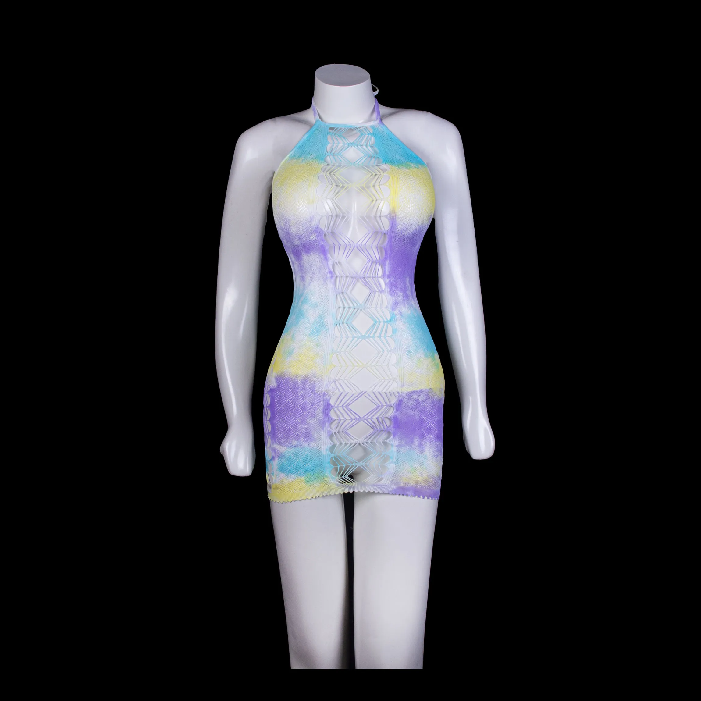 Tie-dye Bodycon Halter Neck Mini Dress