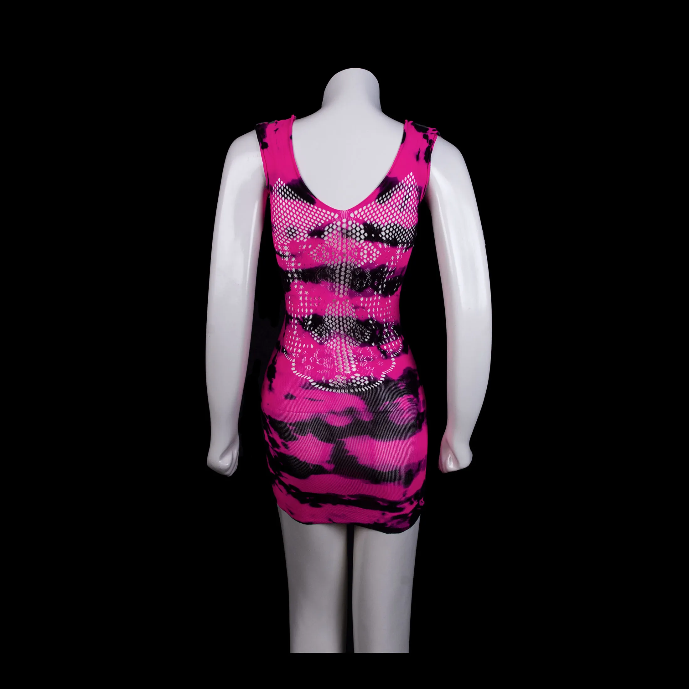 Pink Cutout Stocking Mini Dress