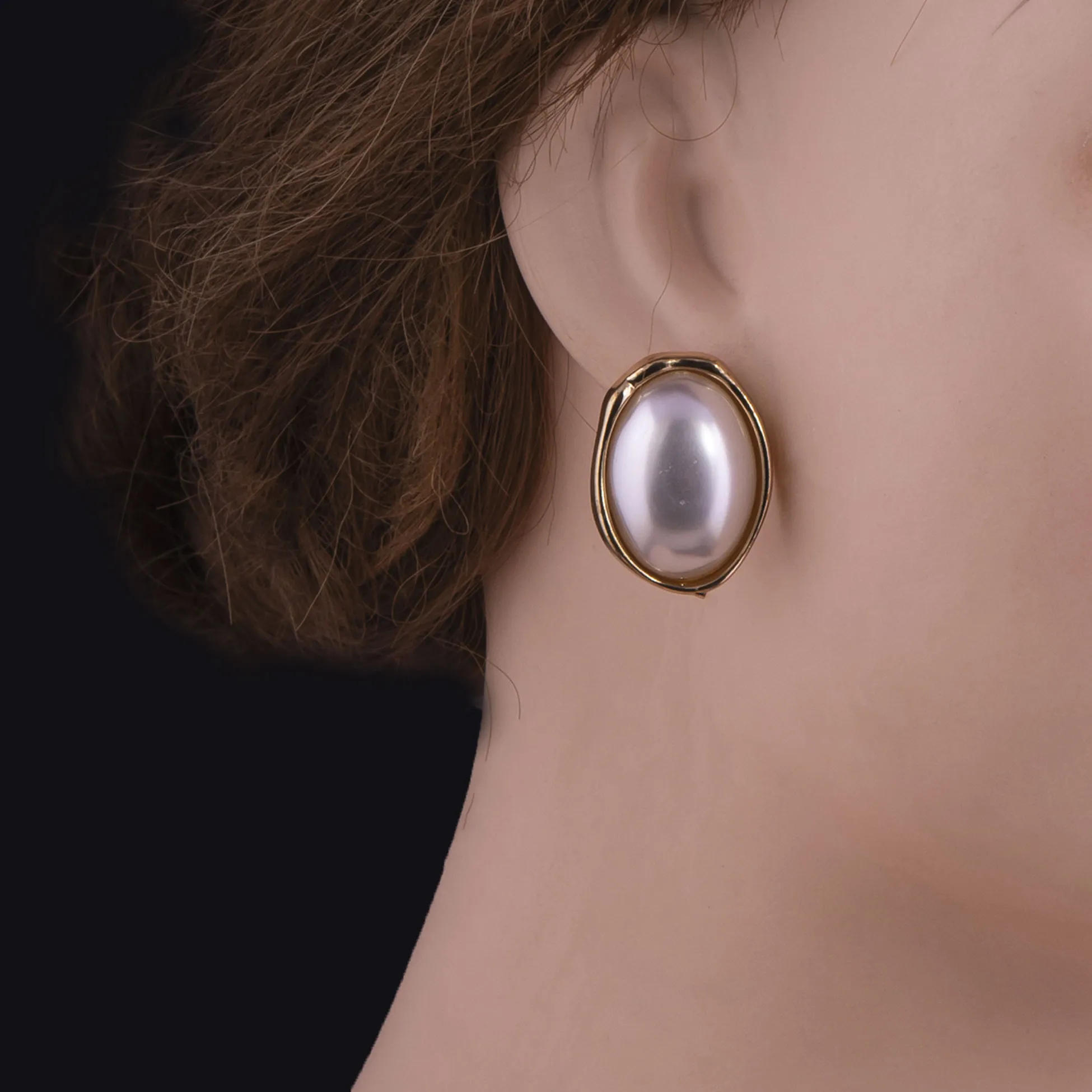 White Pearl Stud Earrings Pair