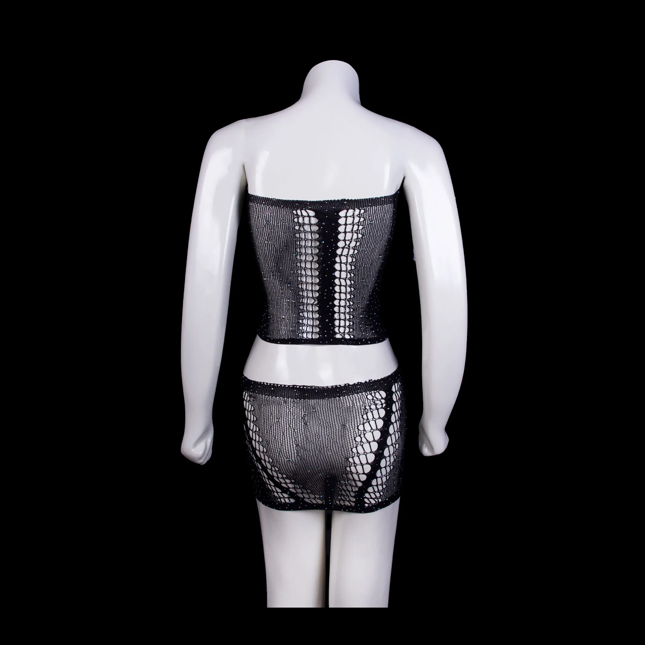 Black Stocking Netting Skirt Intimate Set