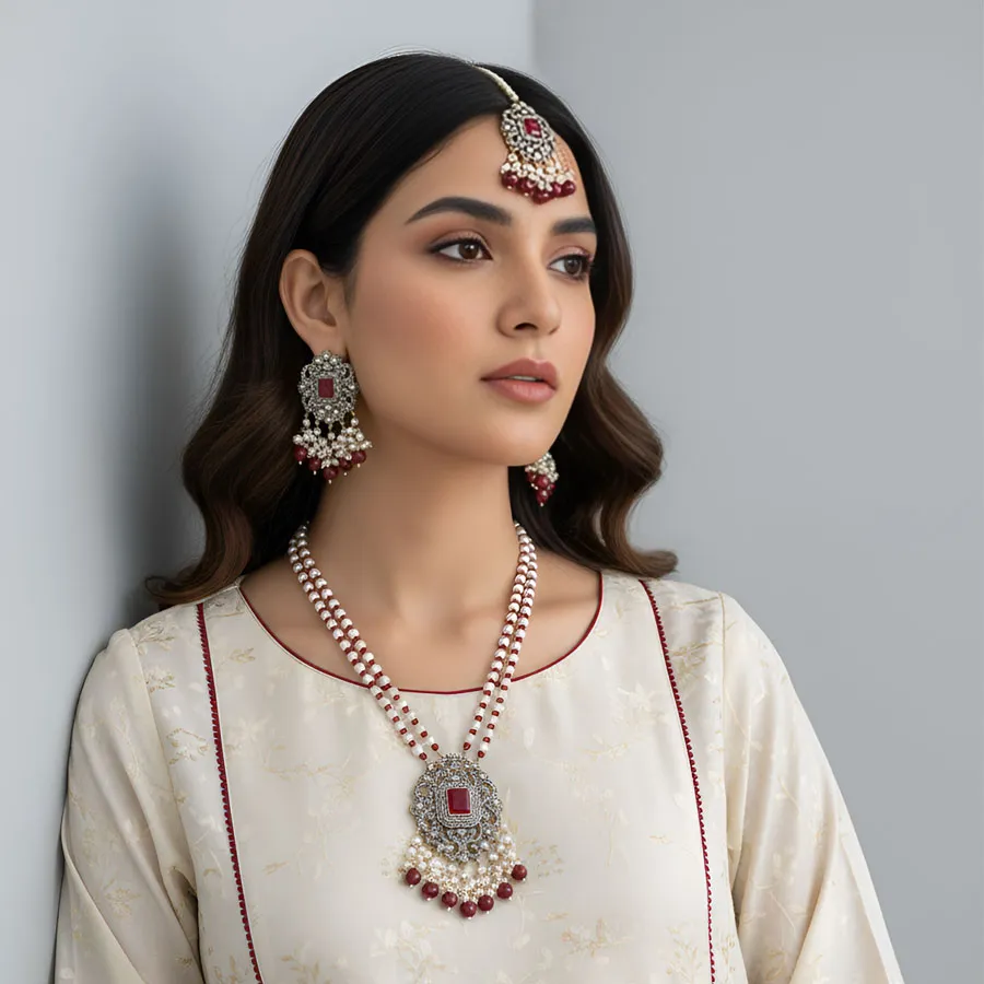 Kundan & Pearl Long Mala Set