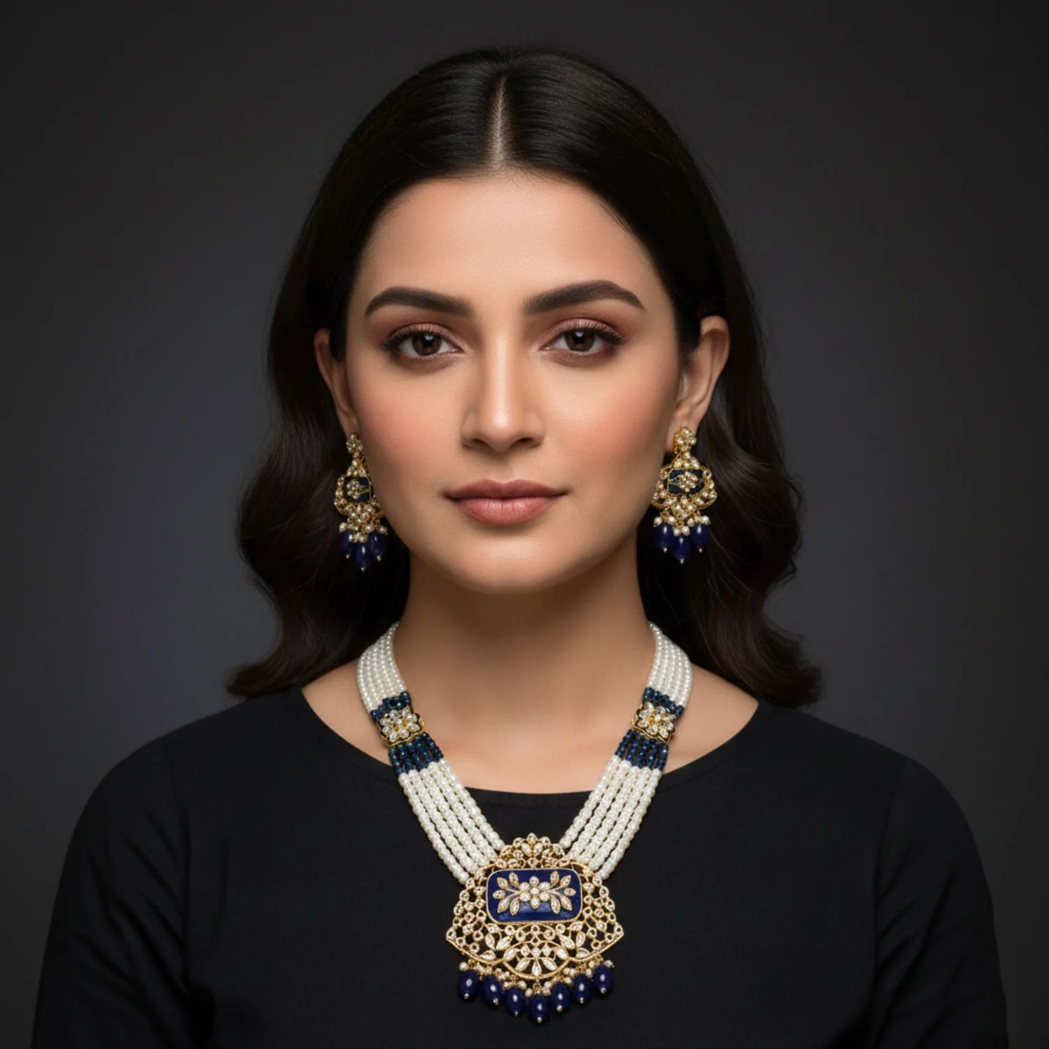 Kundan Pearl Rani Mala Set