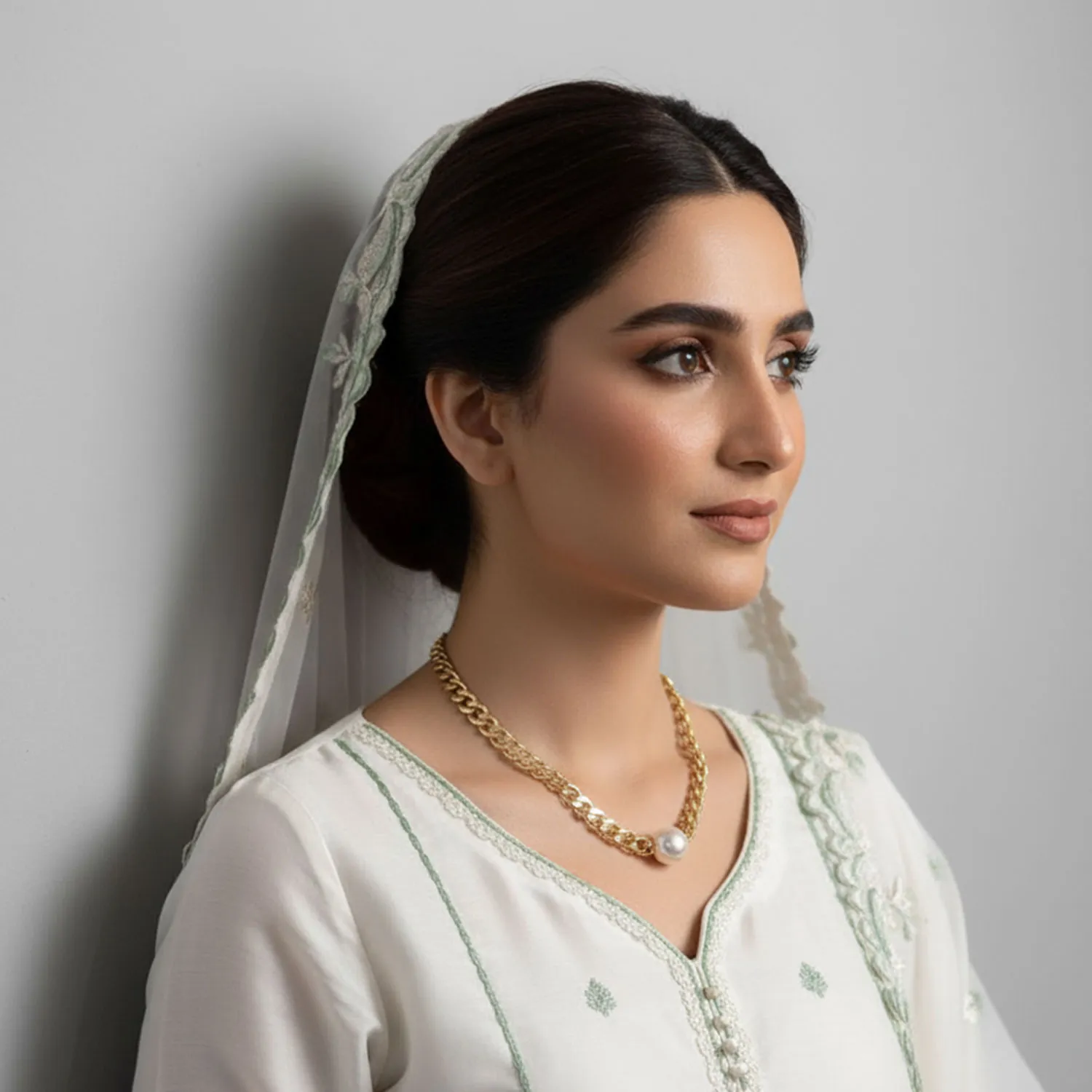 Gold Plated Pearl Choker Necklace