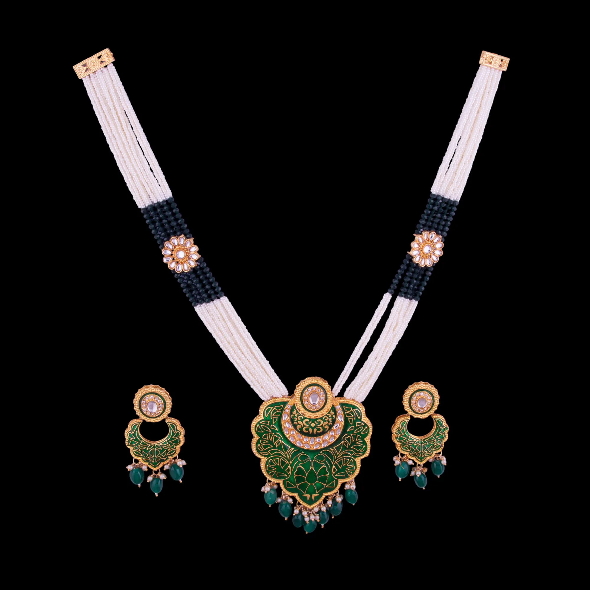 Traditional Indian Kundan Pearl Mala Set