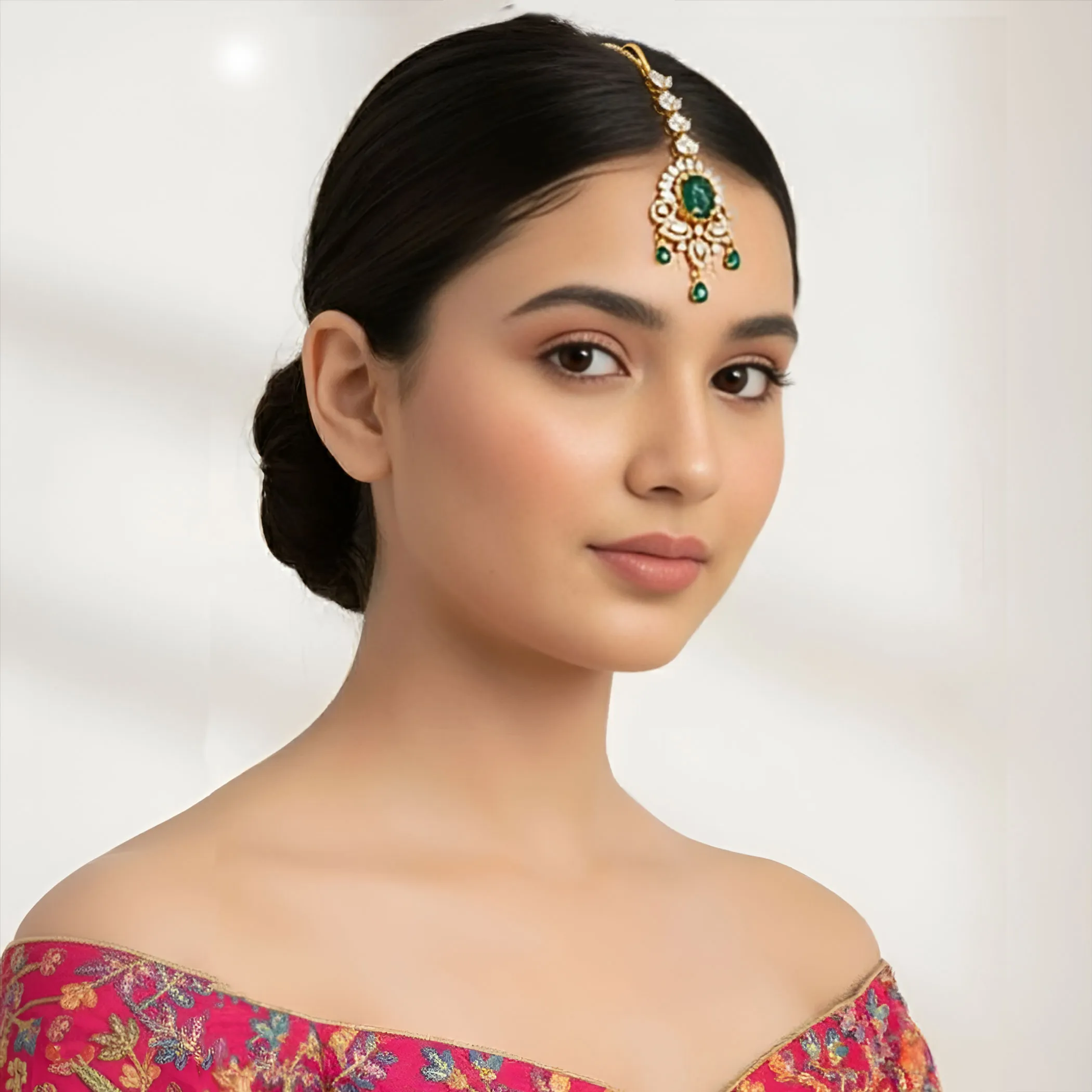 Gold Plated Green Zircon Bindiya