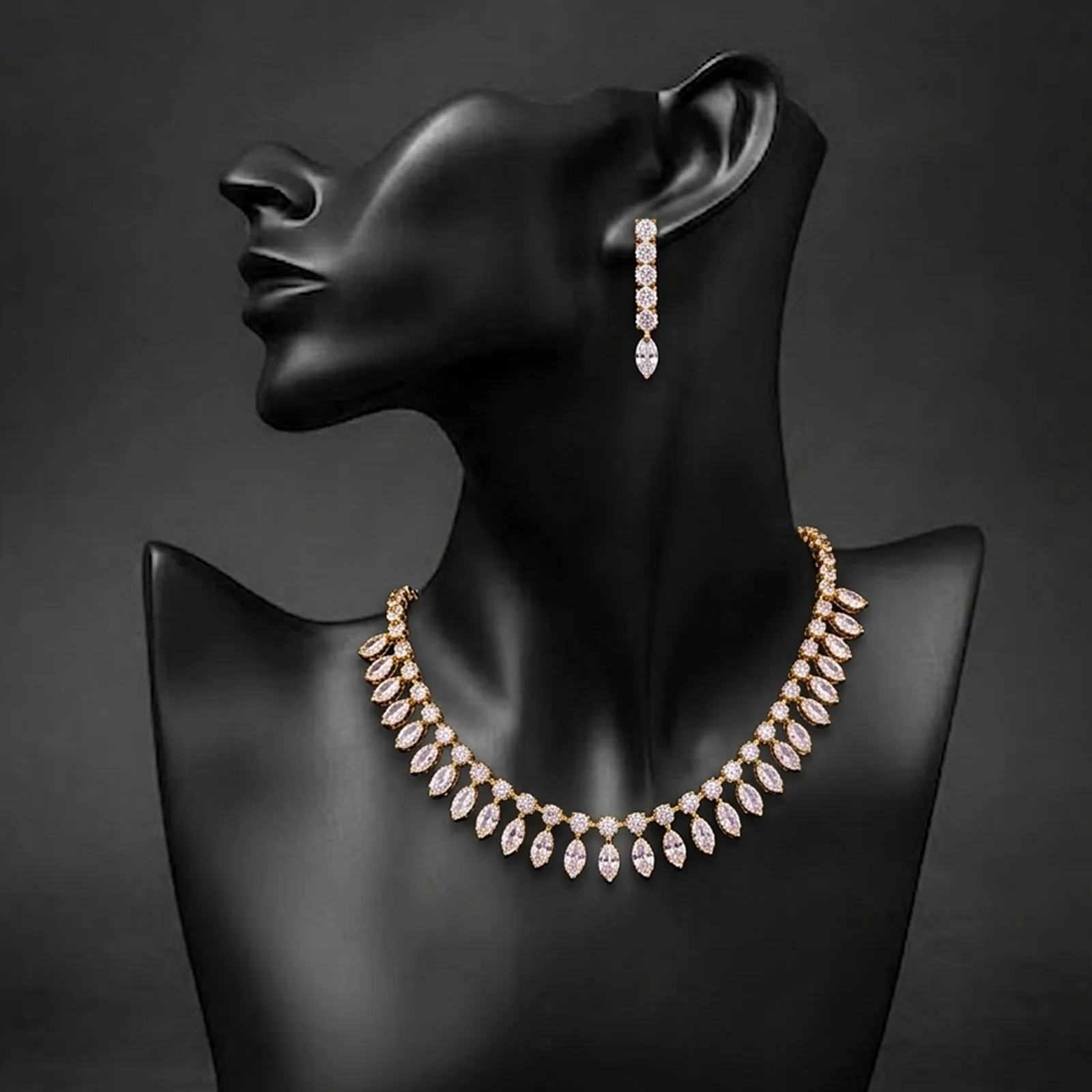 CZ Necklace Bracelet And Earring Set