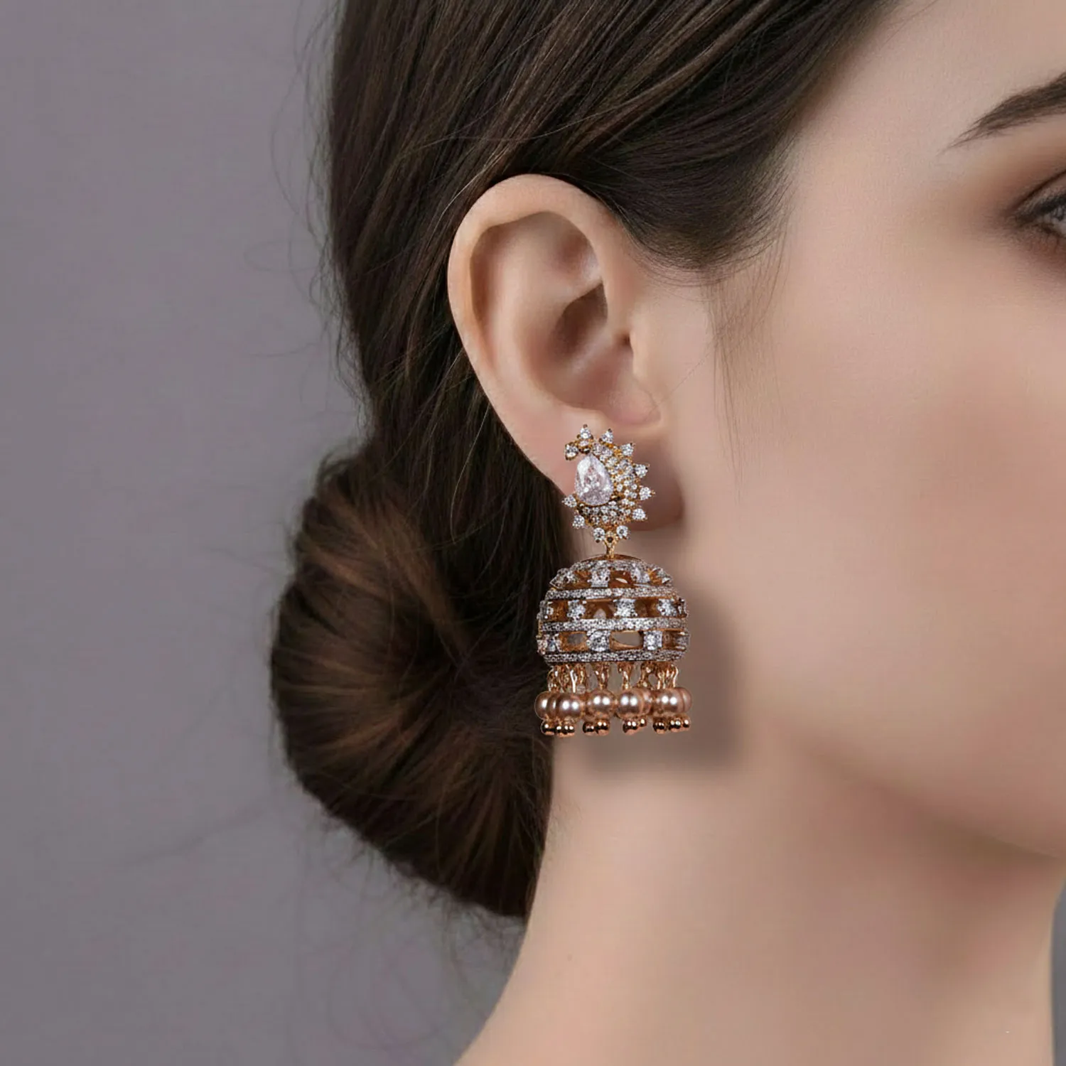 Crown Jhumka Earrings