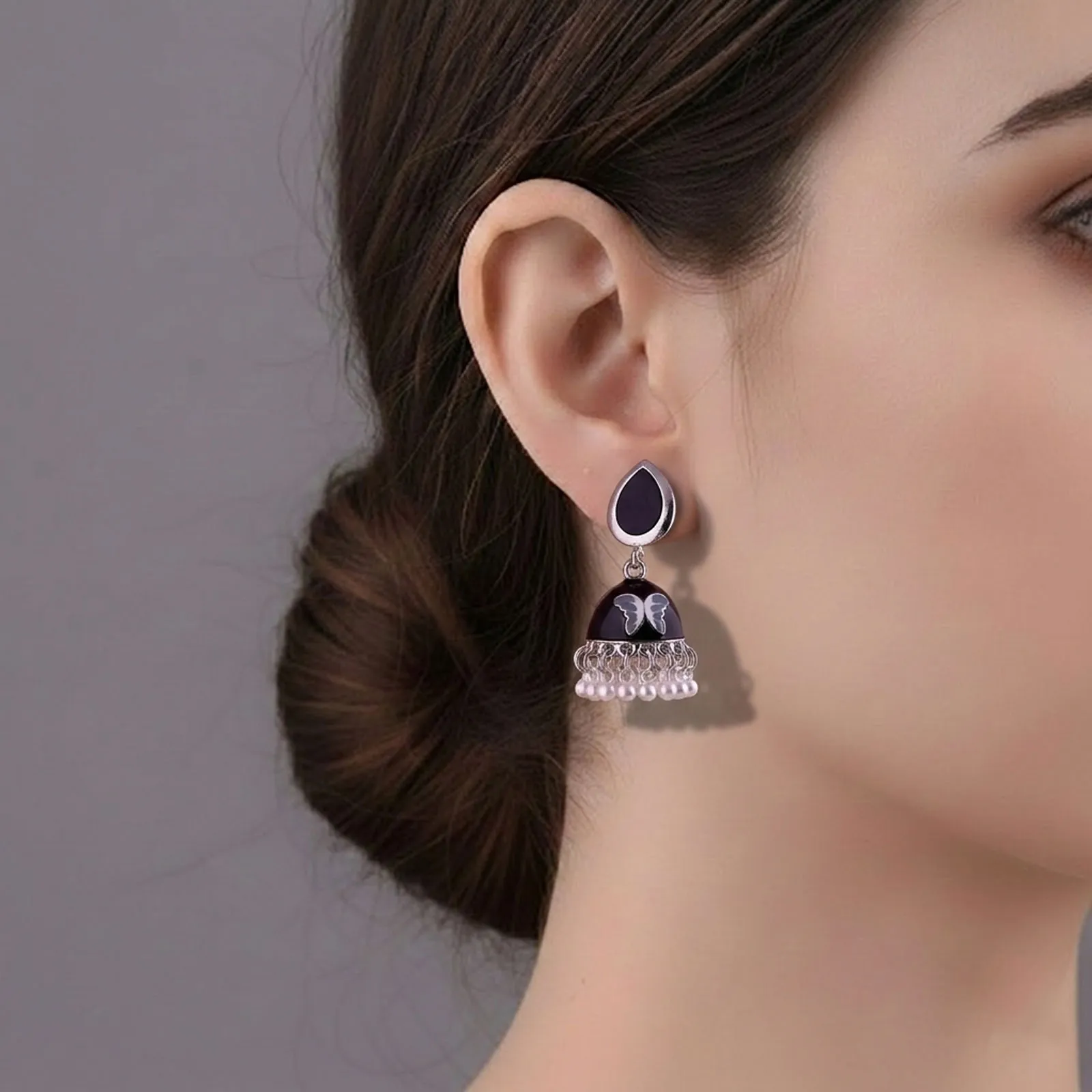 Teardrop Stud Butterfly Jhumka