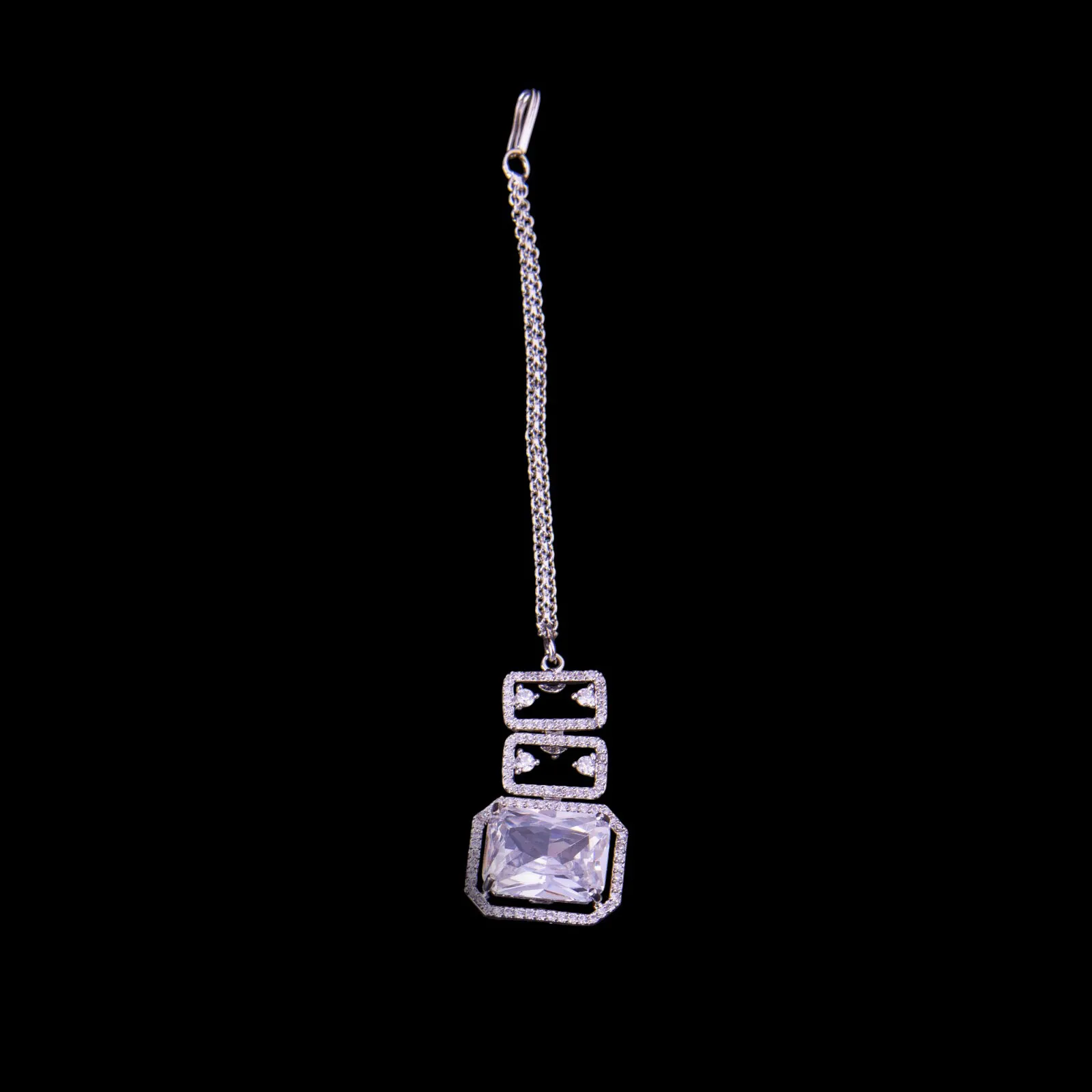 White Crystal CZ Silver Necklace Set