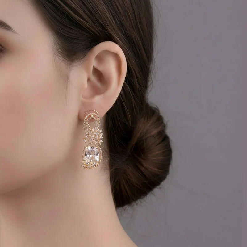 Gold Tone Rhinestone Earrings