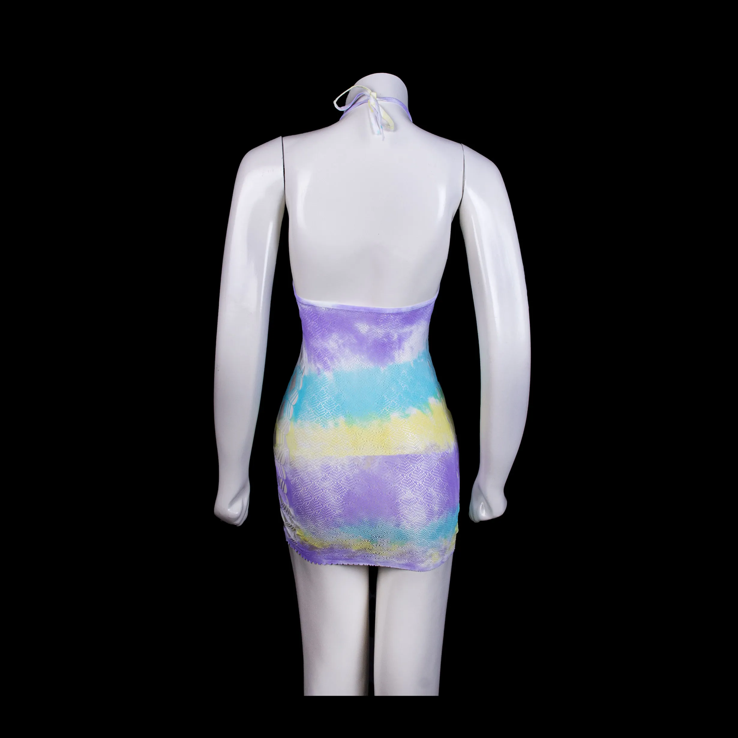 Tie-dye Bodycon Halter Neck Mini Dress
