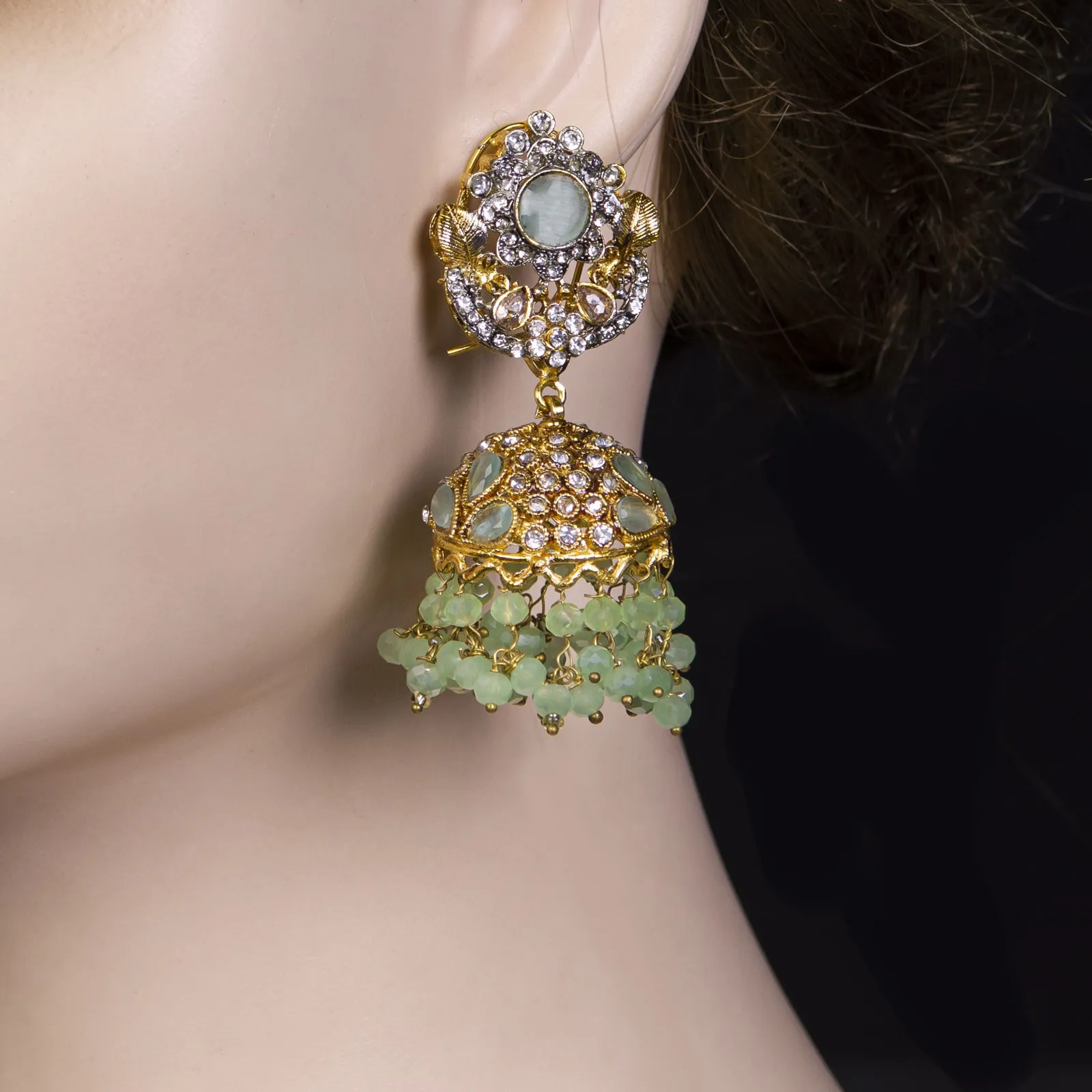 Regal Bead Jhumka Earrings