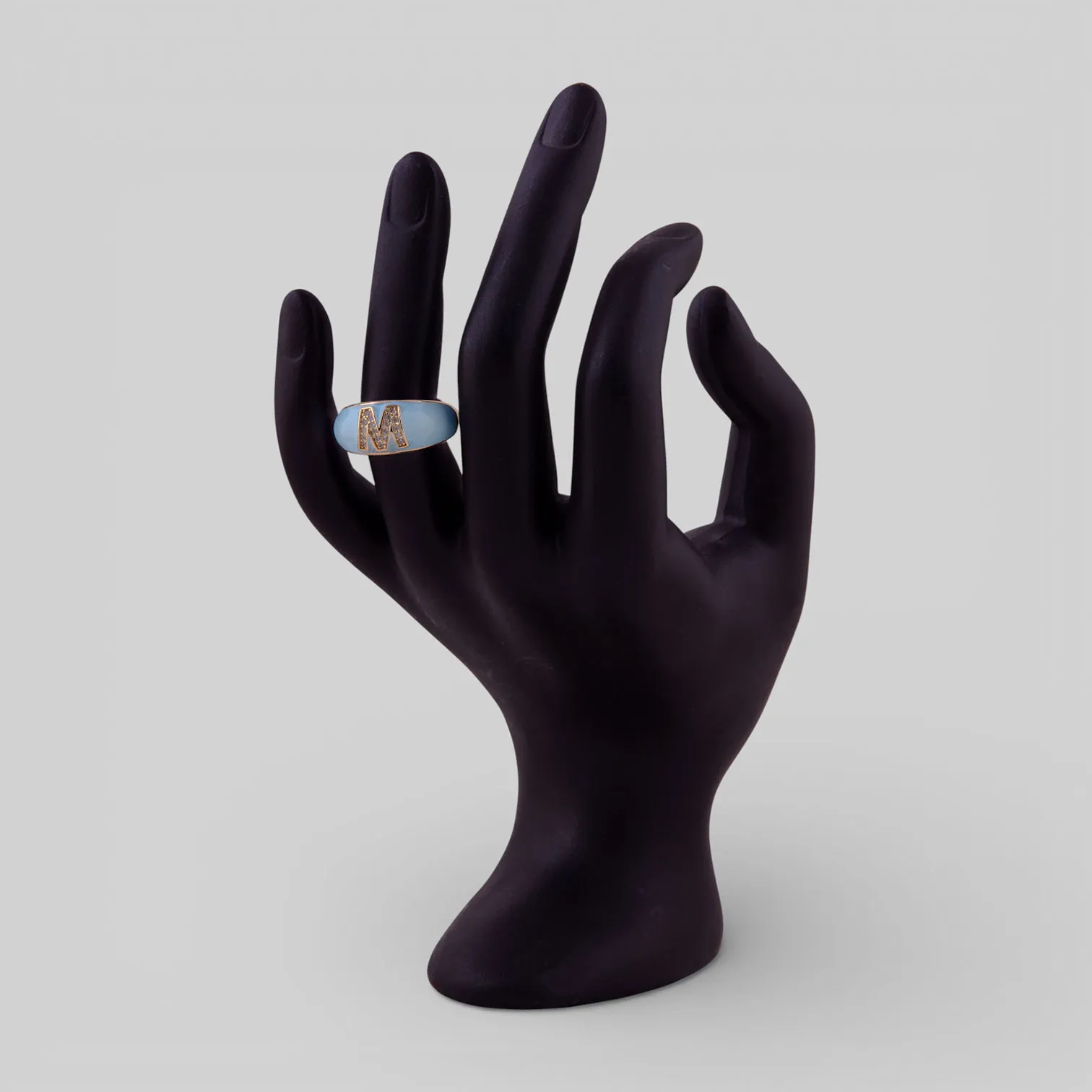 Sky Blue Chunky Letter Open Rings For Women